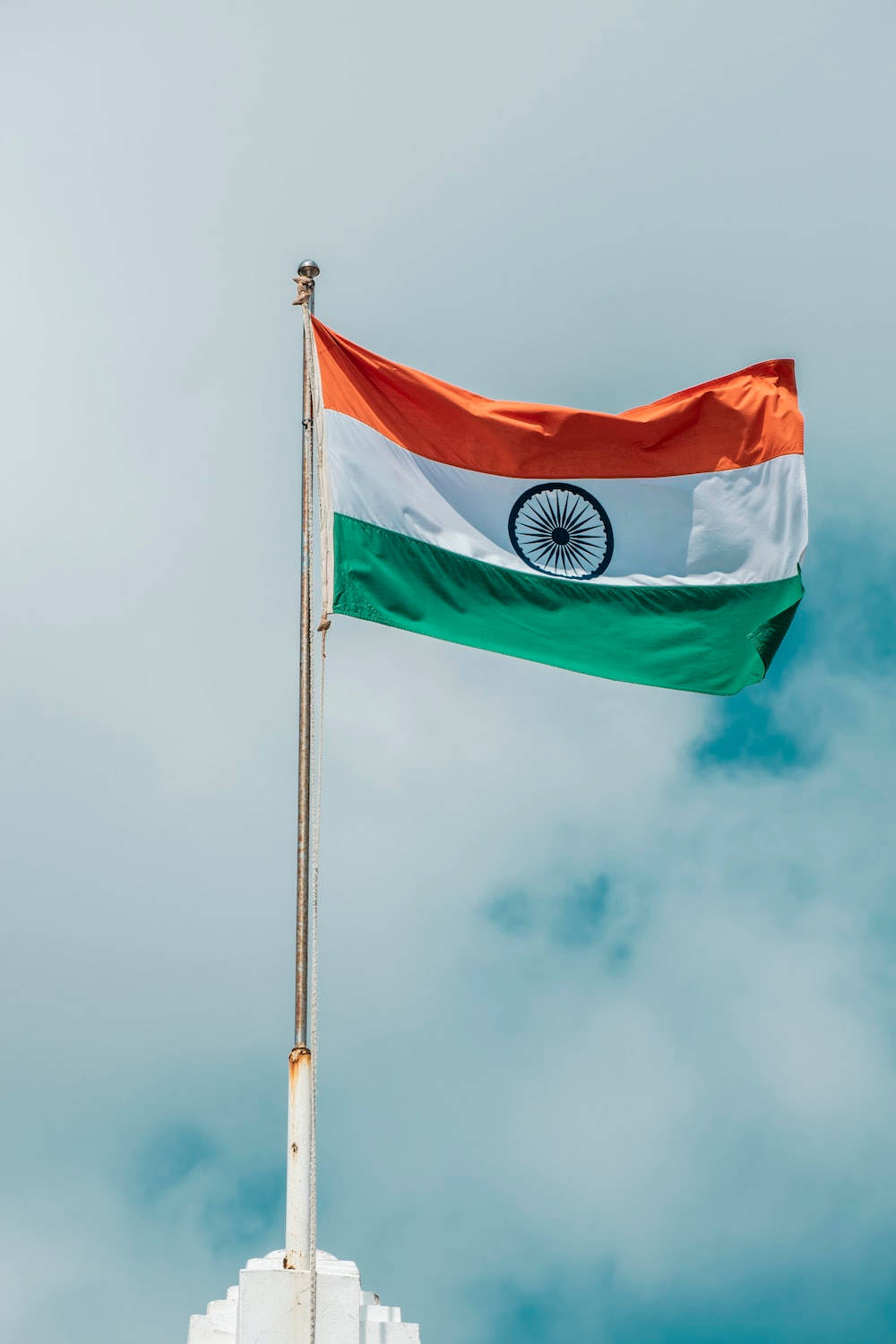 Indian Flag Hd Under White Clouds Background