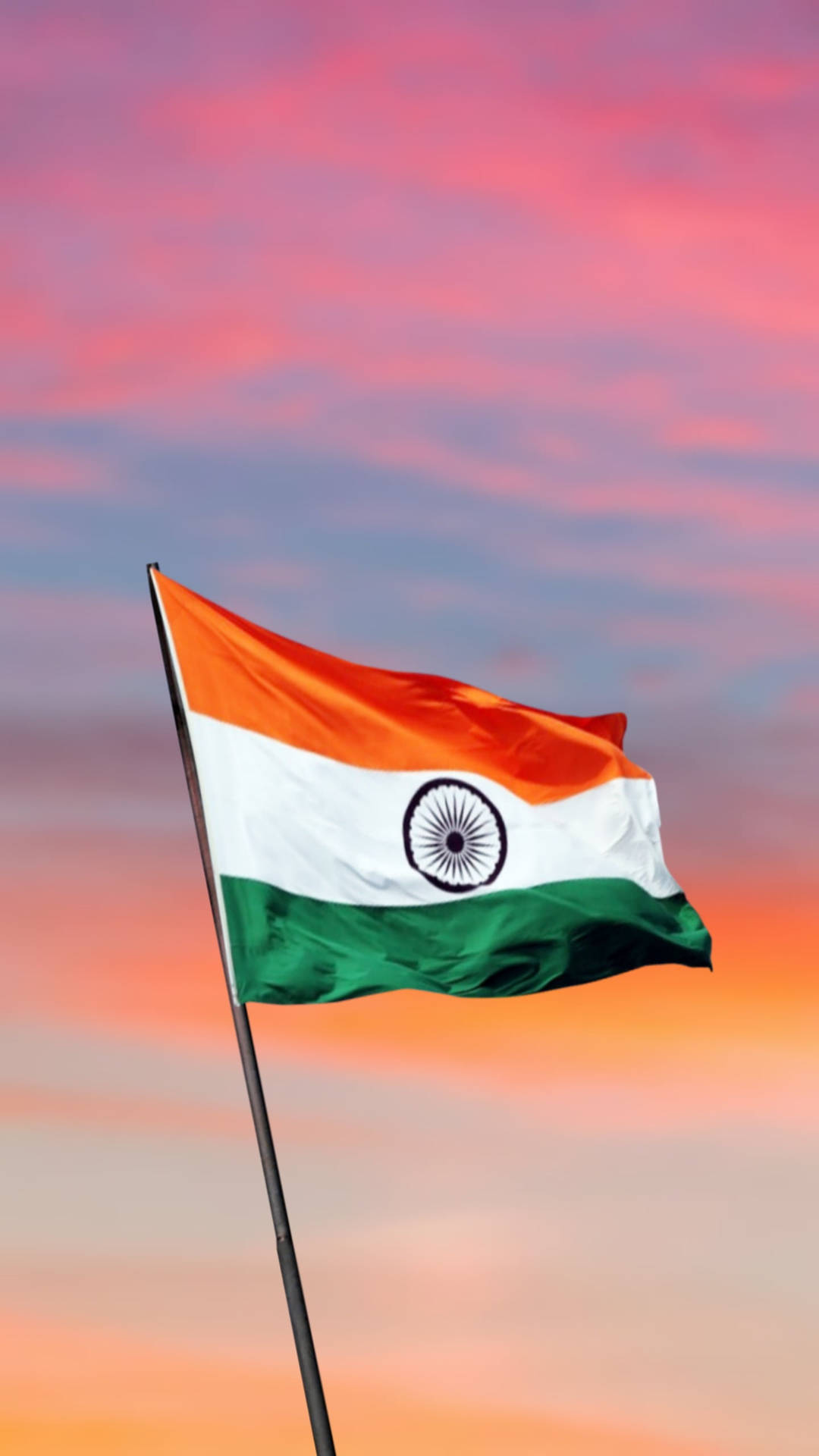Indian Flag Mobile Sunset Background Background