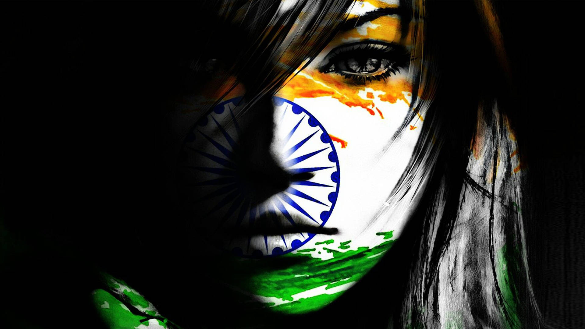 Indian Flag On Face Painting