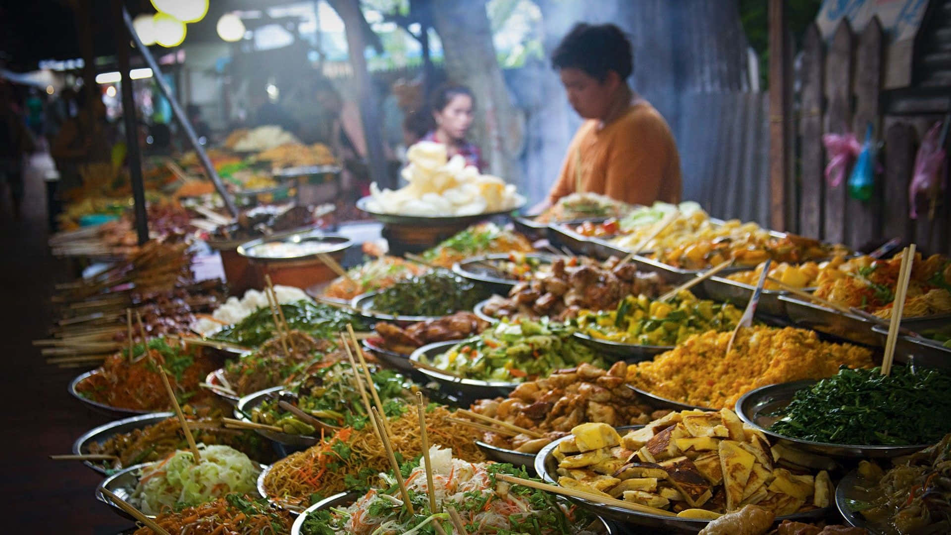 Indian Food In The Street Background