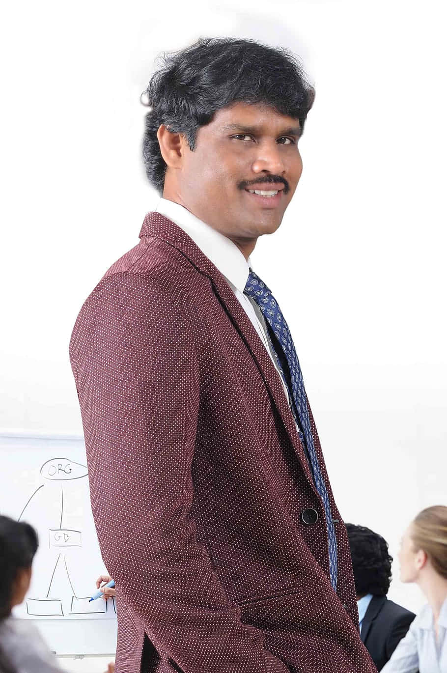 Indian Guy In Formal Suit Medium Angle Shot Background