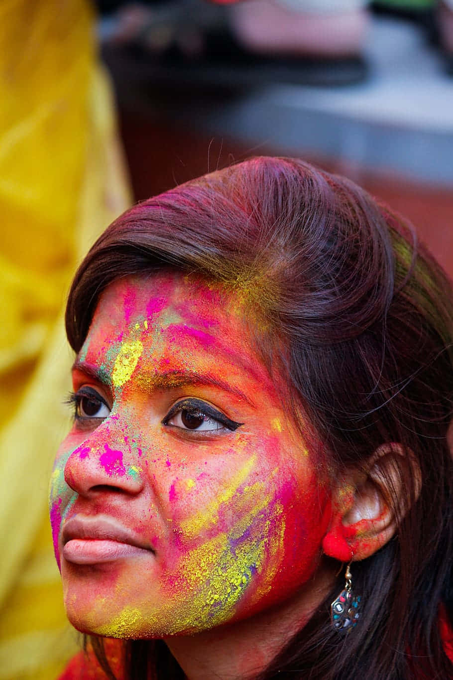 Indian In Holi Festival Of Color Background