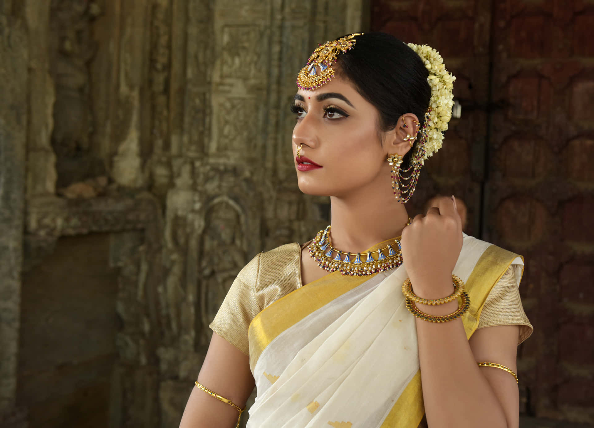 Indian Lady Traditional Attire Background