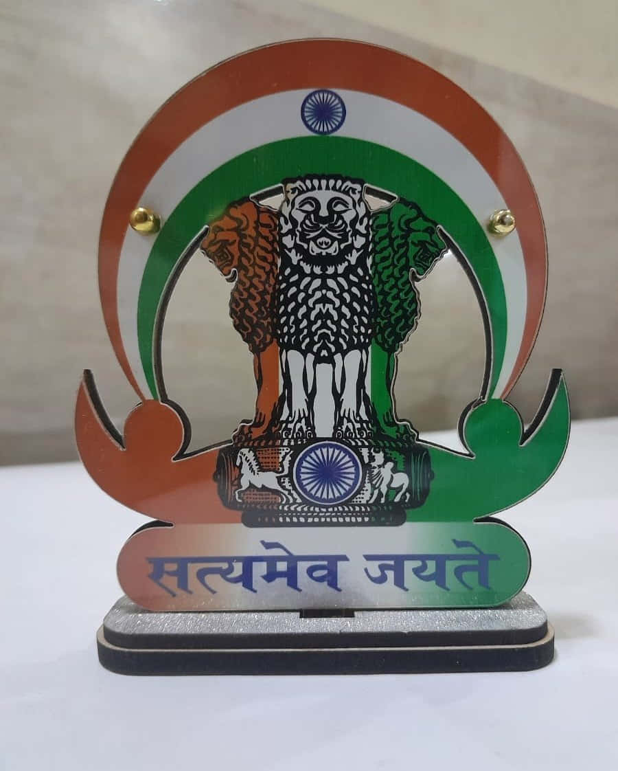 Indian National Emblem Satyamev Jayate Desk Decor Background