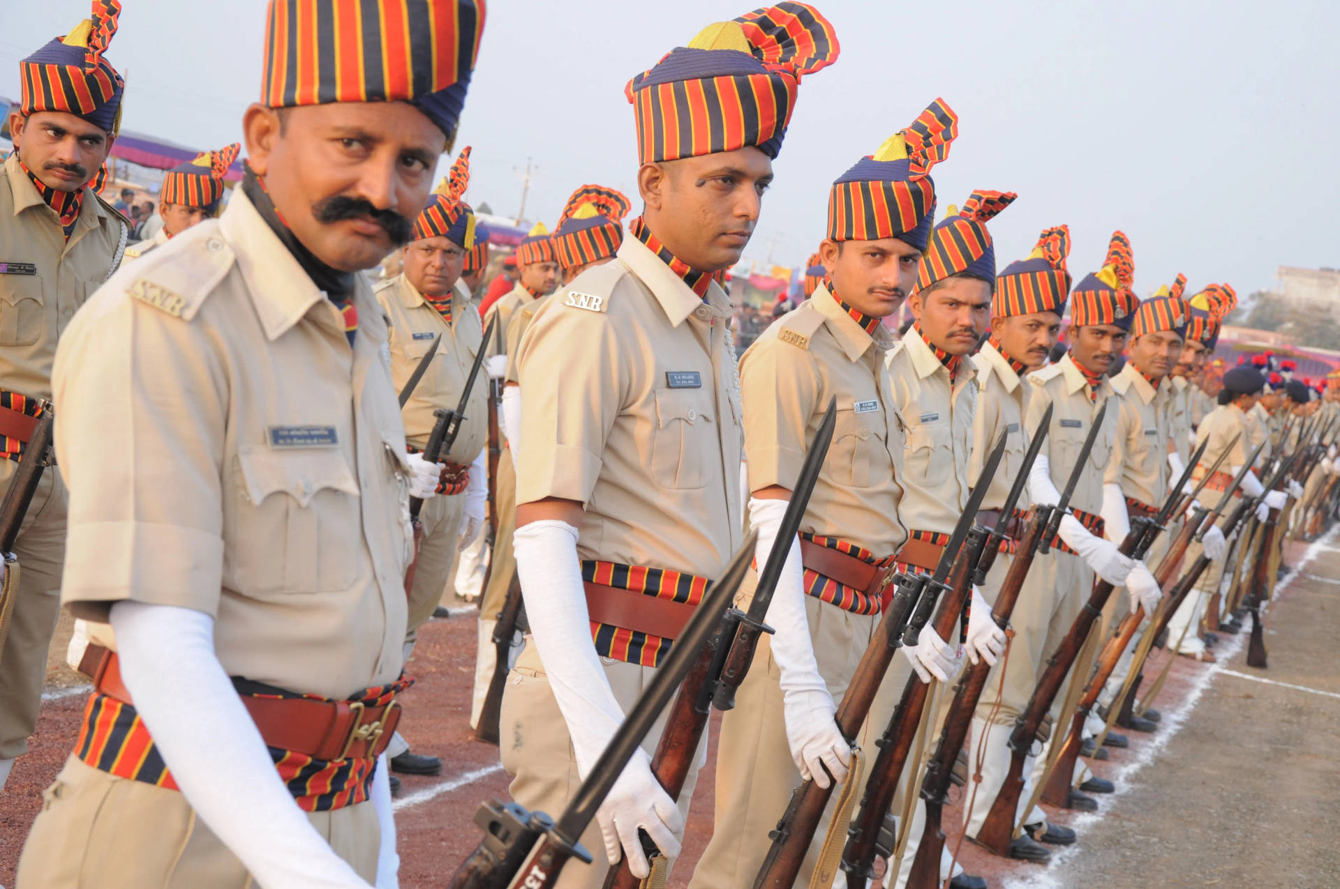 Indian Police Presenting Arms Background