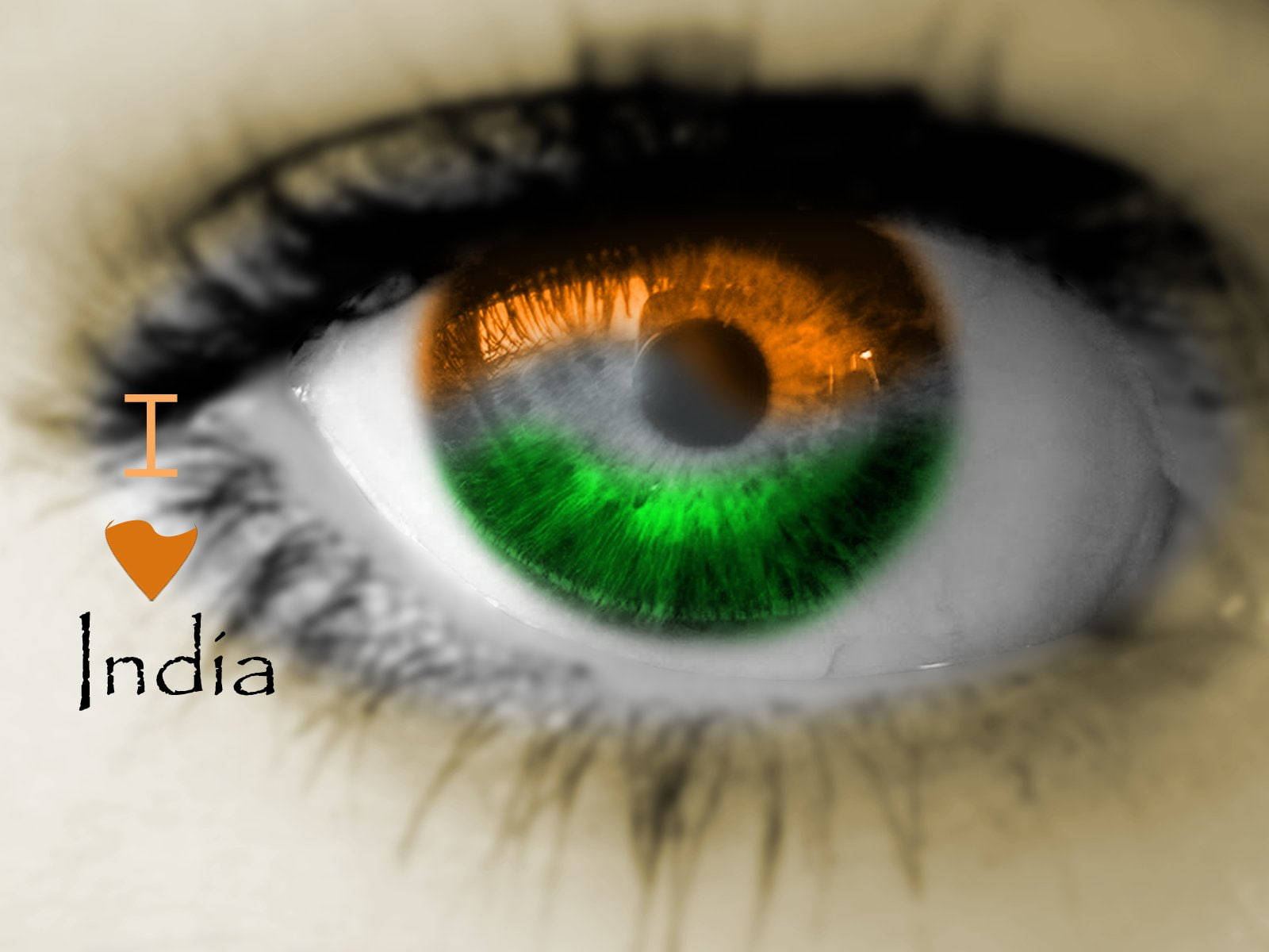 Indian Pride: A Stunning Reflection Of The Indian Flag On A Human Eye. Background