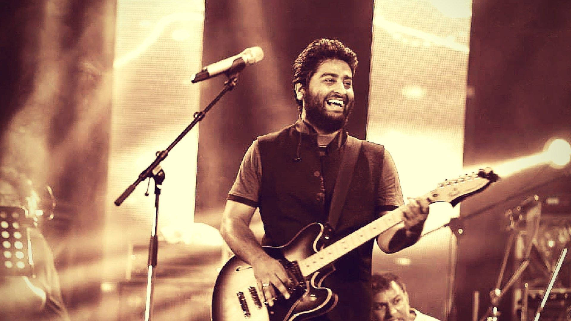 Indian Singer Arijit Singh Sepia Tone Shot Background