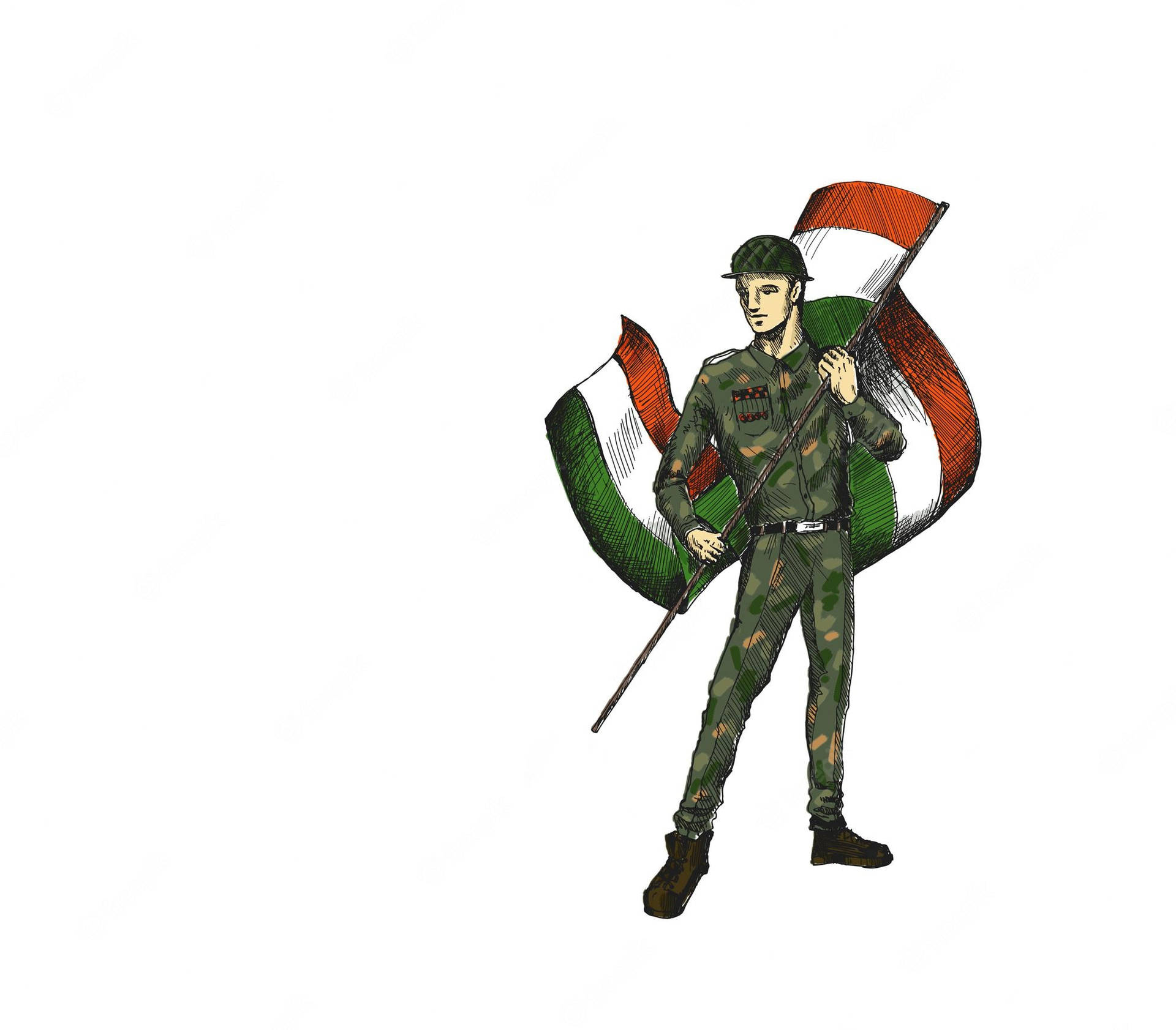 Indian Soldiers Cartoon Background