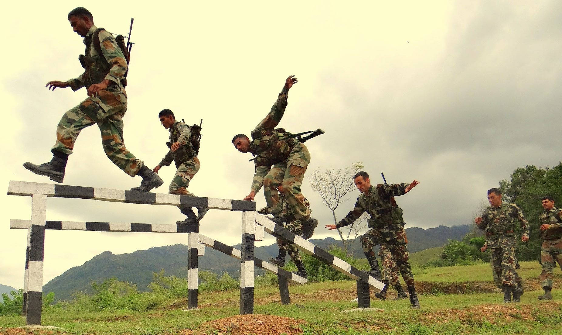 Indian Soldiers During Balance Training