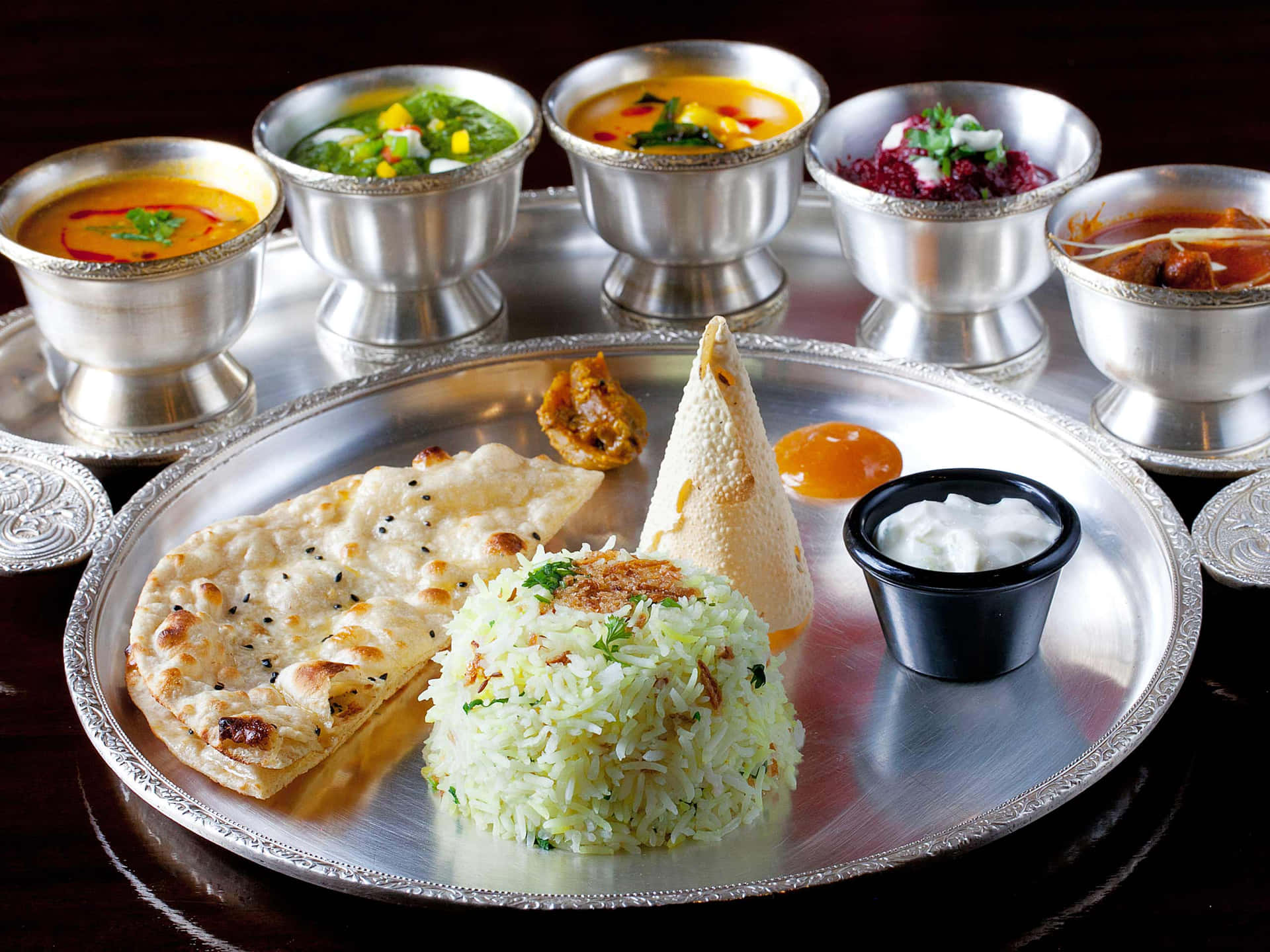 Indian Thali Meal Variety Dishes Background