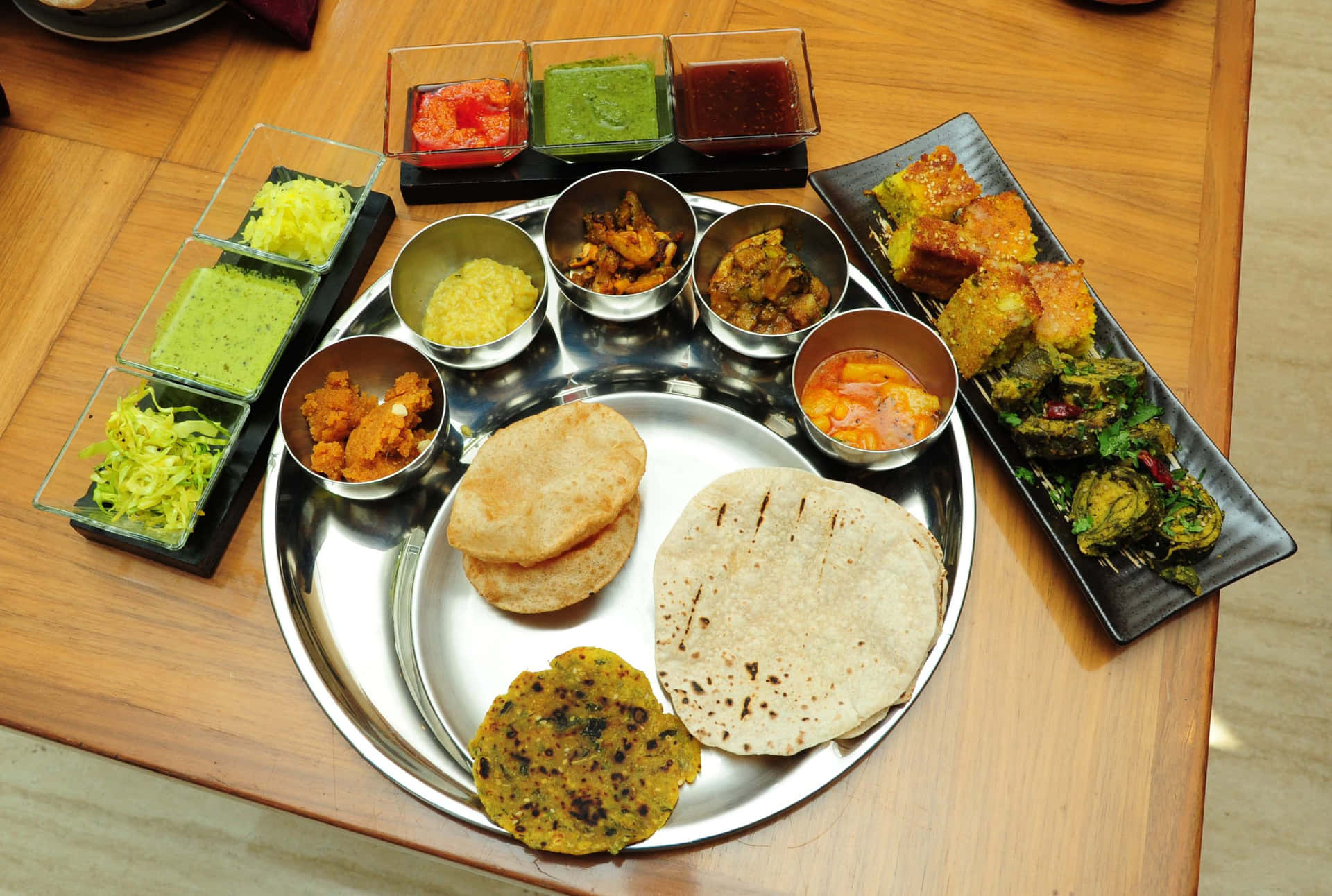 Indian Vegetarian Thali Assortment Background