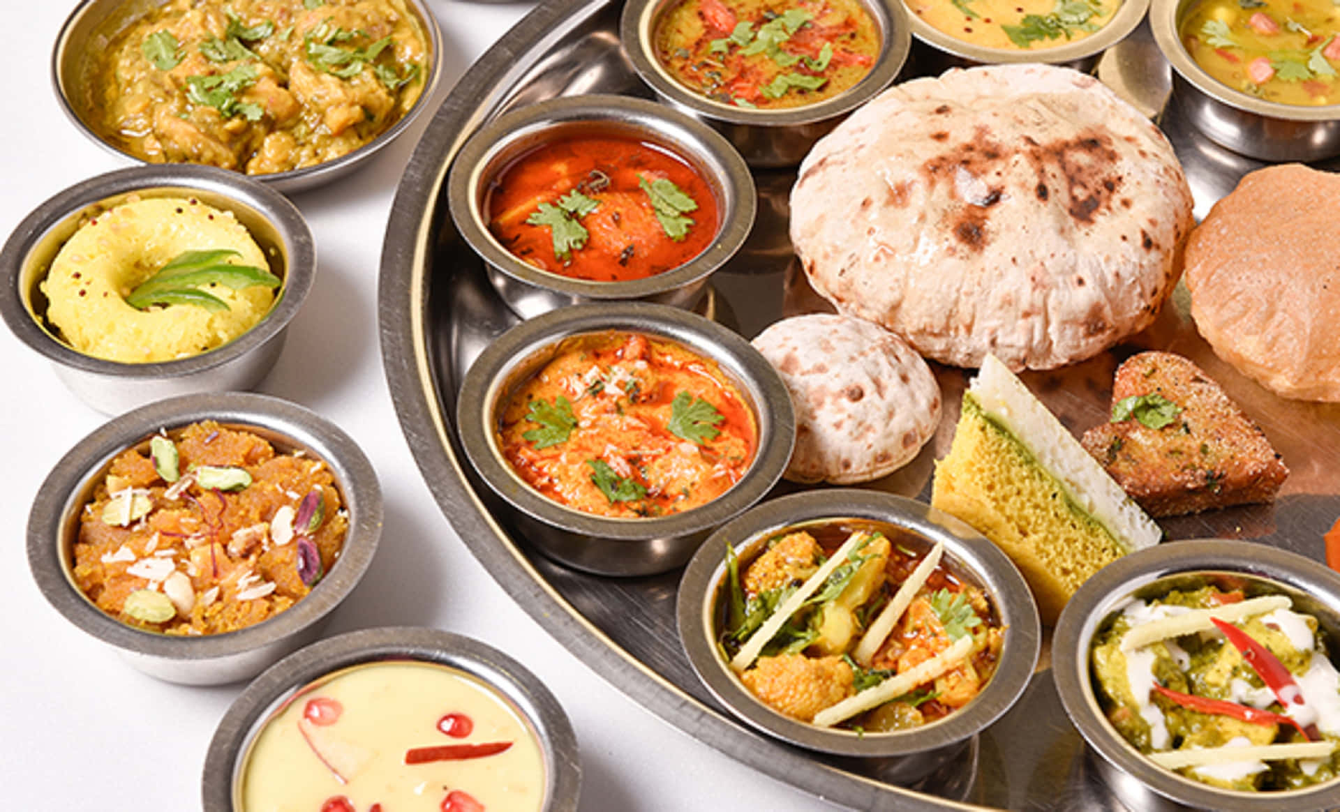 Indian Vegetarian Thali Assortment Background