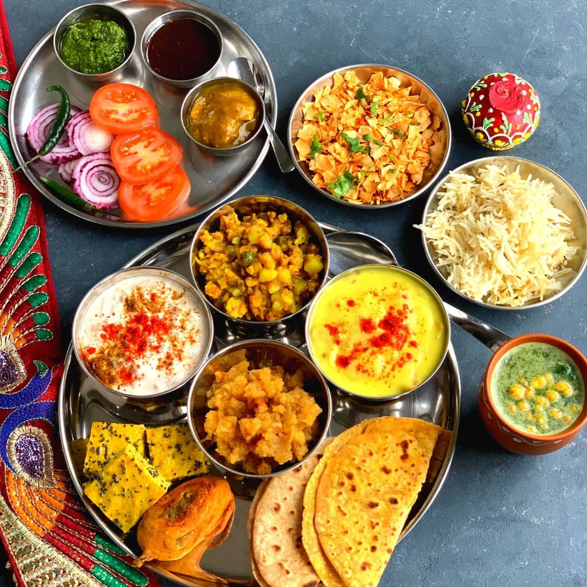Indian Vegetarian Thali Assortment Background