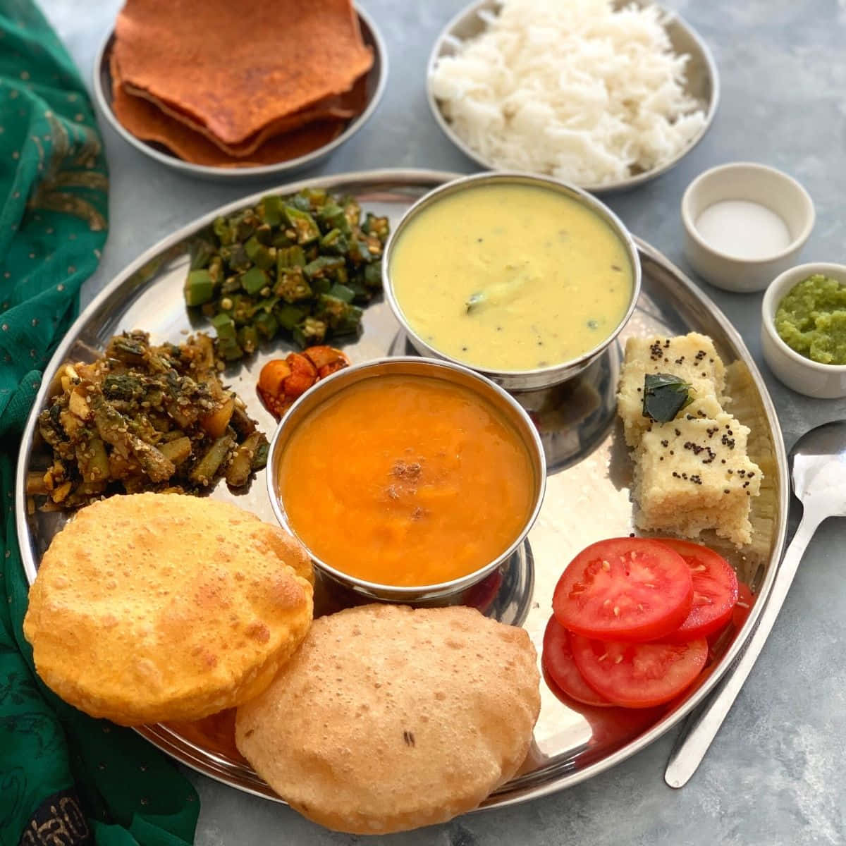 Indian Vegetarian Thali Meal Background