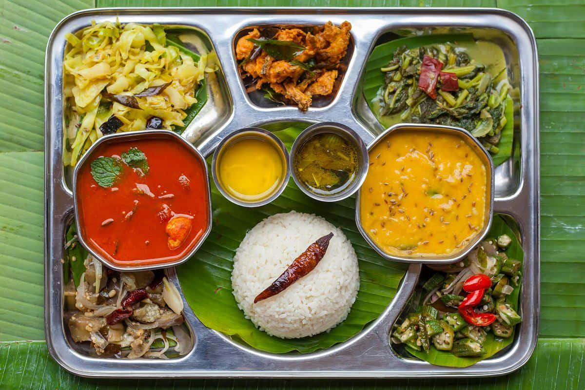 Indian Vegetarian Thali Meal Background