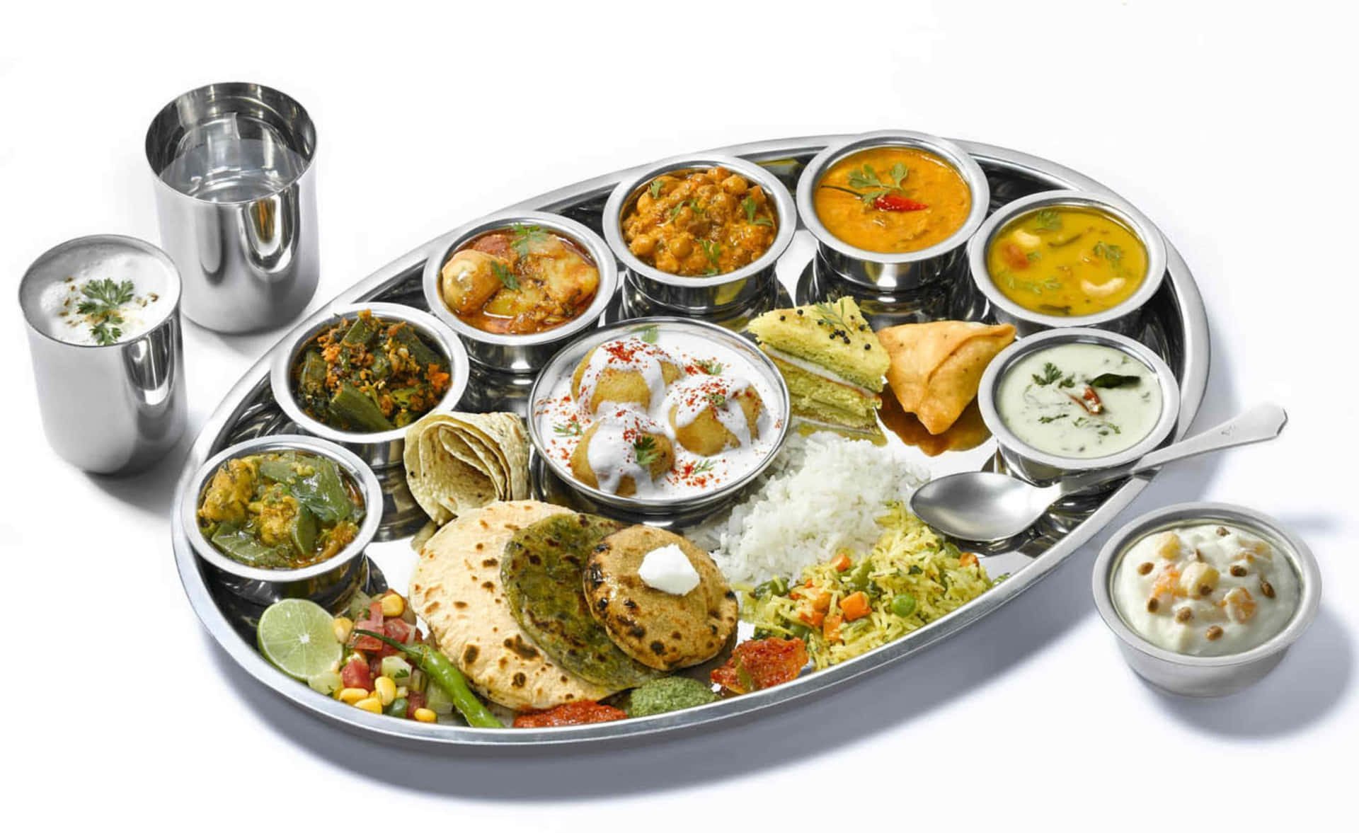 Indian Vegetarian Thali Platter Background