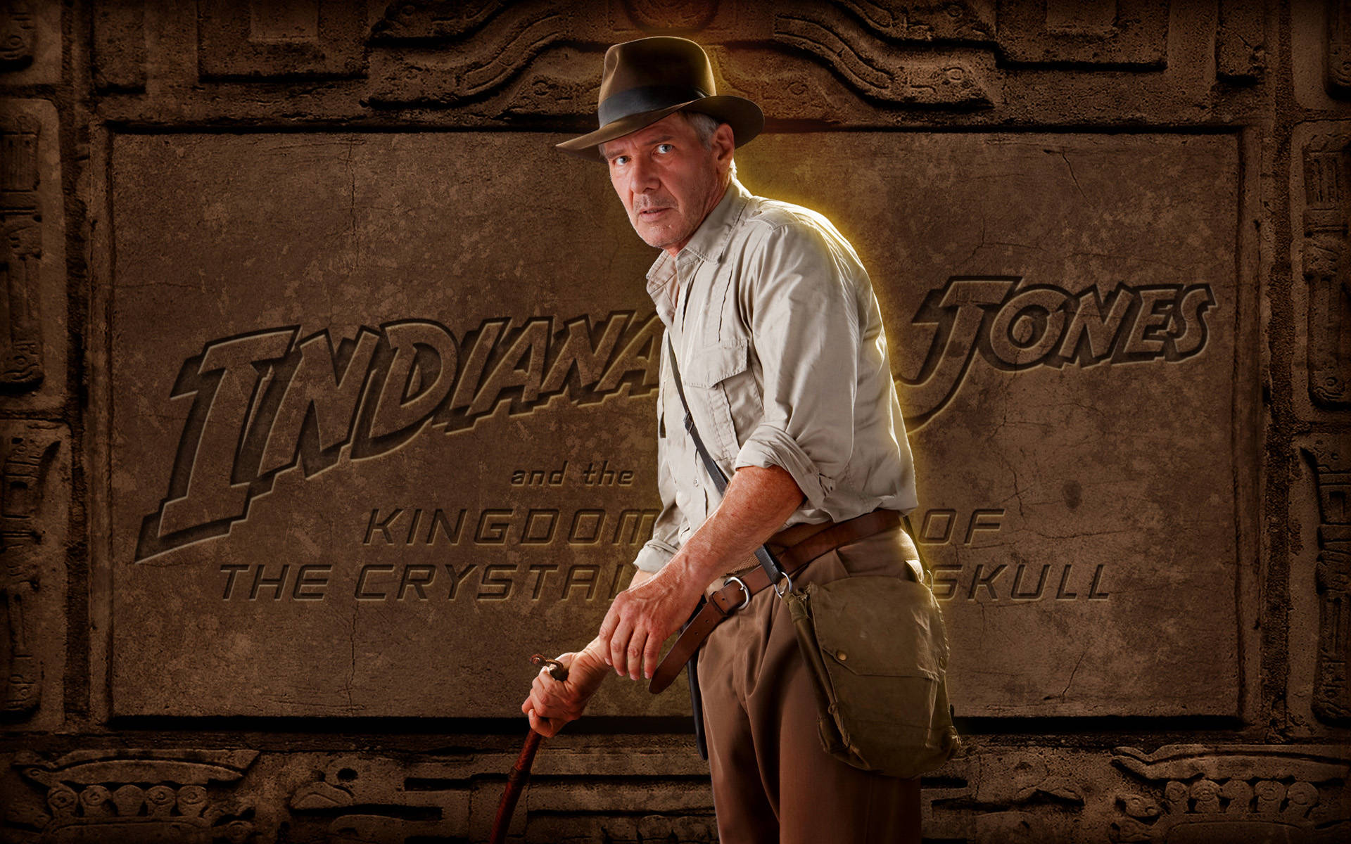 Indiana Jones Engraved On Stone Background