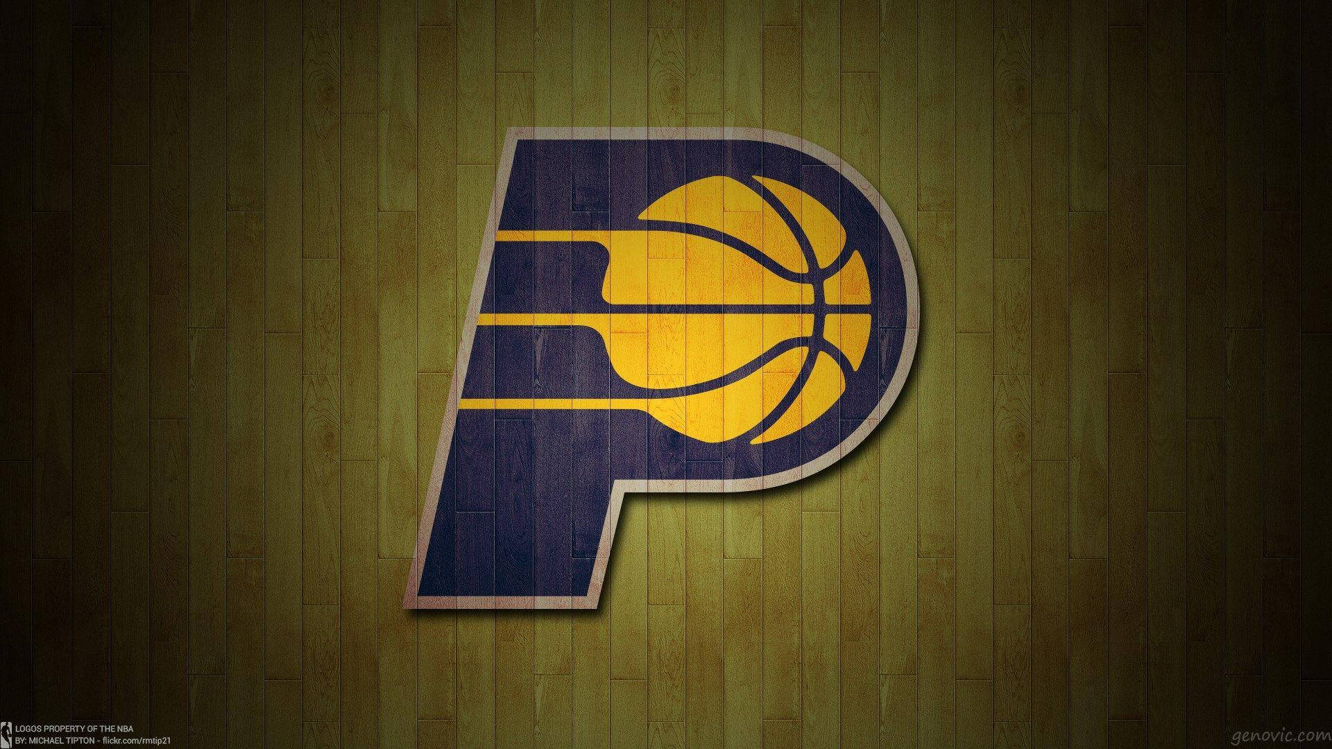Indiana Pacers Logo On Wooden Floor Background
