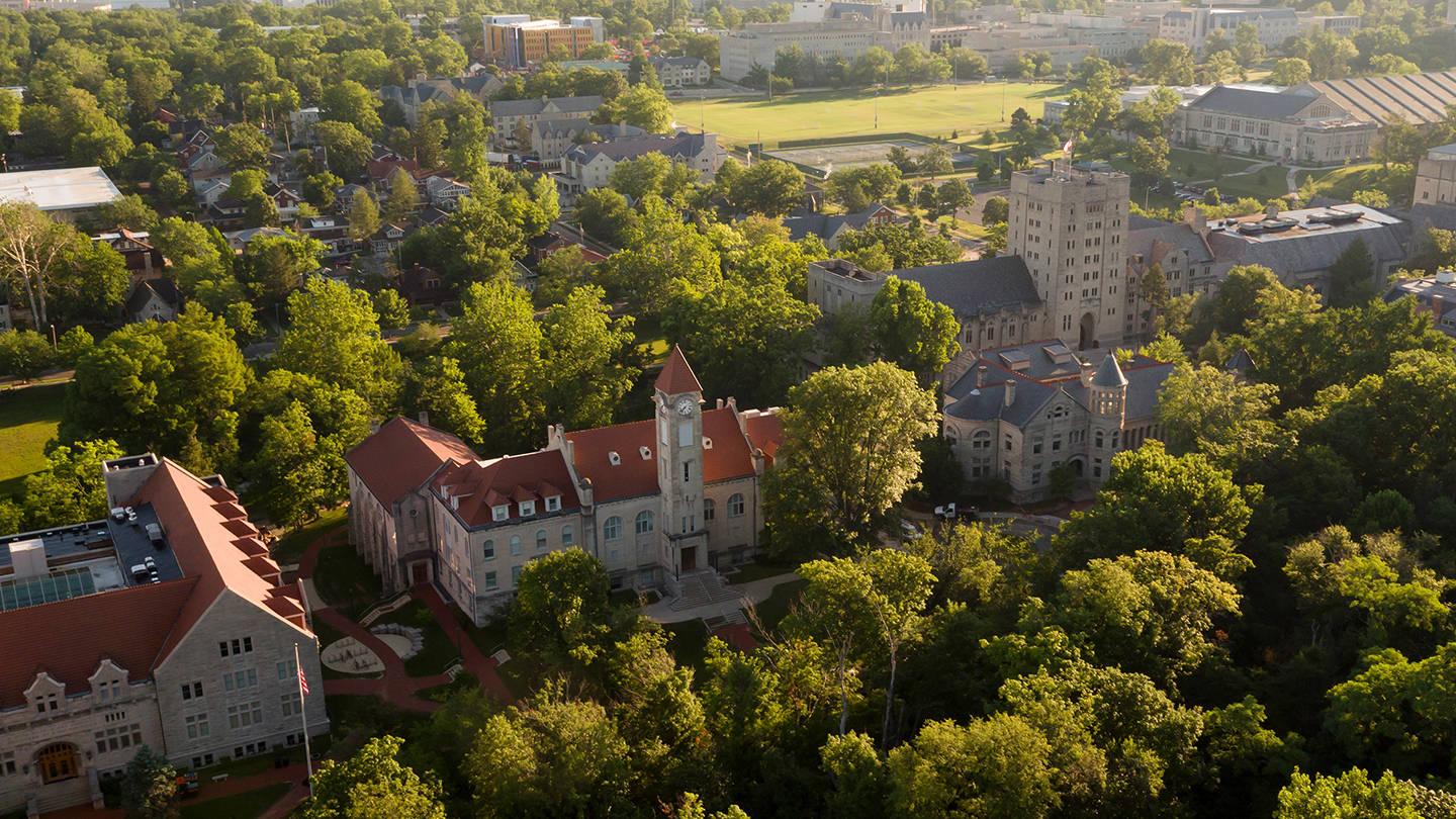 Indiana University Bloomington Aerial Building Shot Background