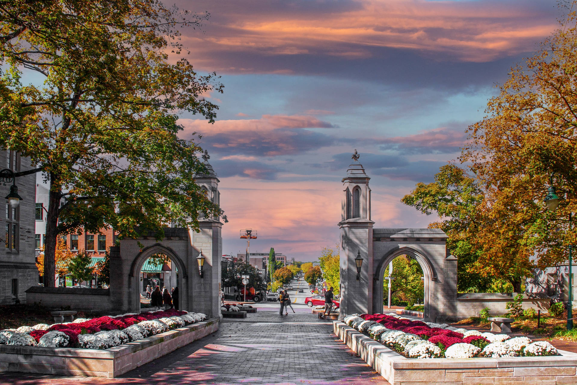 Indiana University Bloomington Gates In Autumn Background