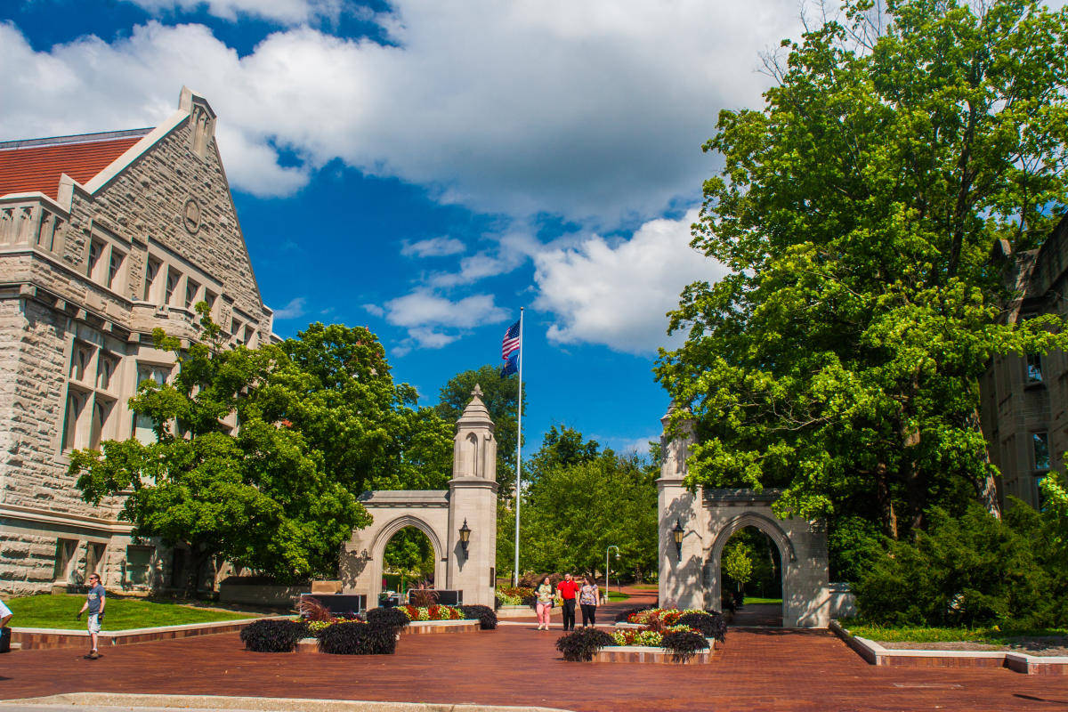 Indiana University Bloomington Gates With Students Background