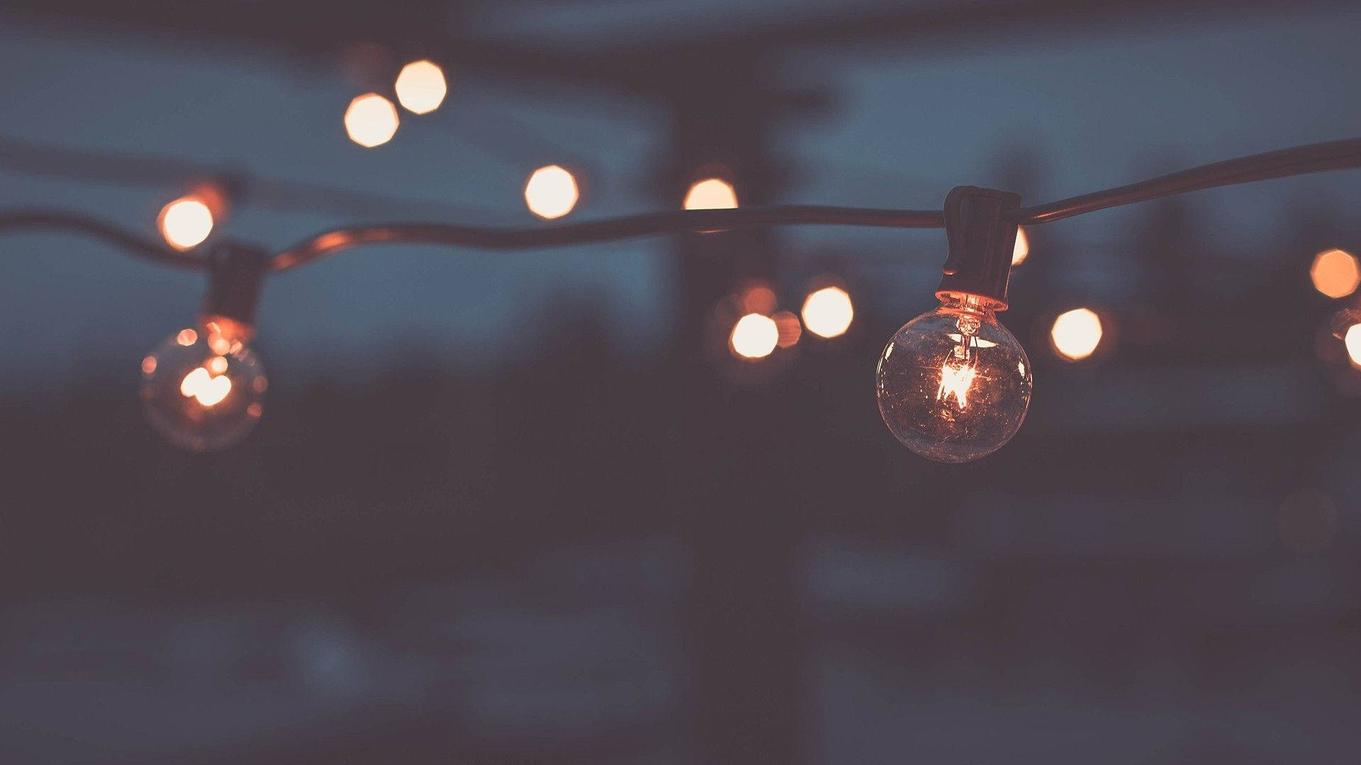 Indie Aesthetic Laptop Light Bulbs At Night Background