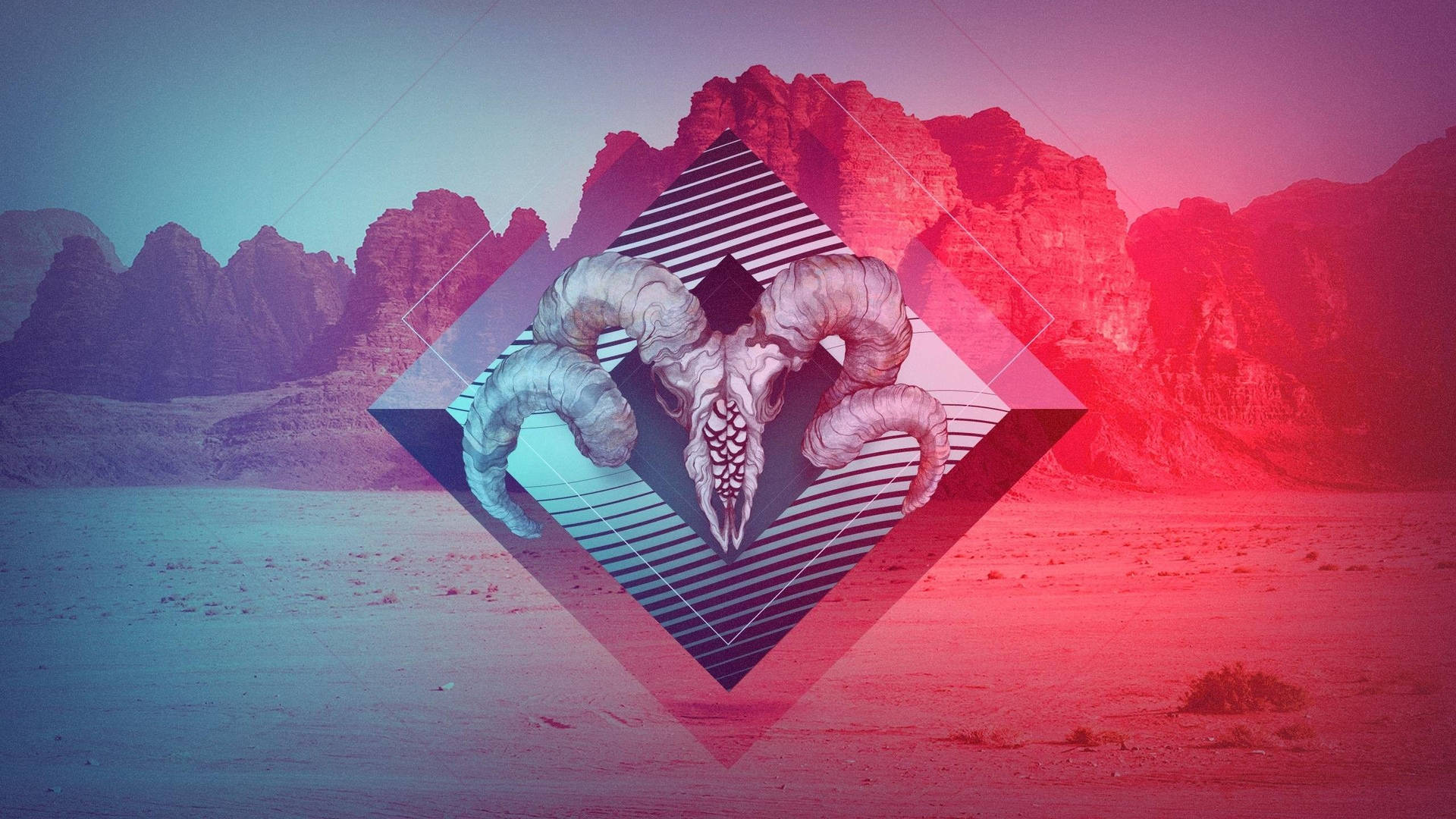 Indie Goat Skull Abstract Background