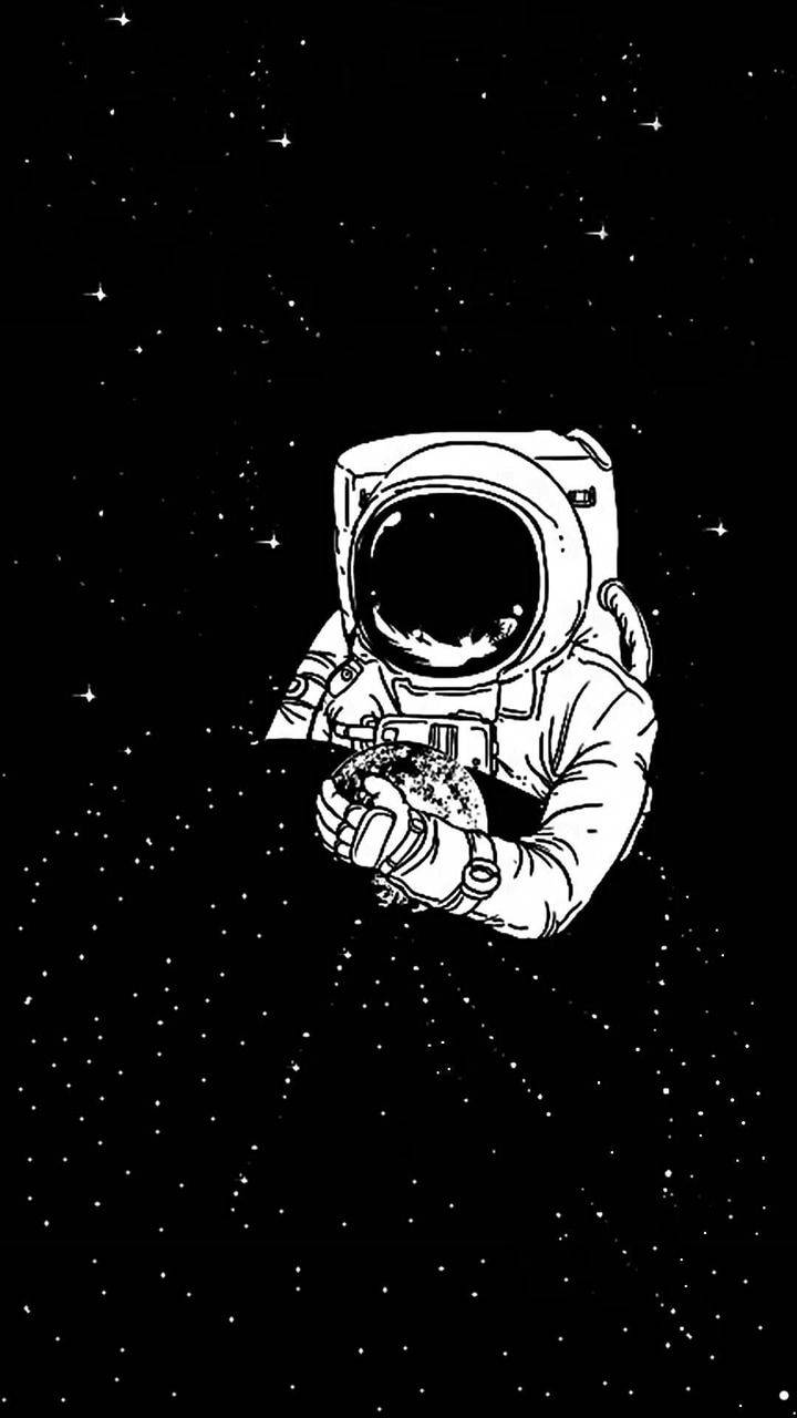 Indie Kid Astronaut Black Background
