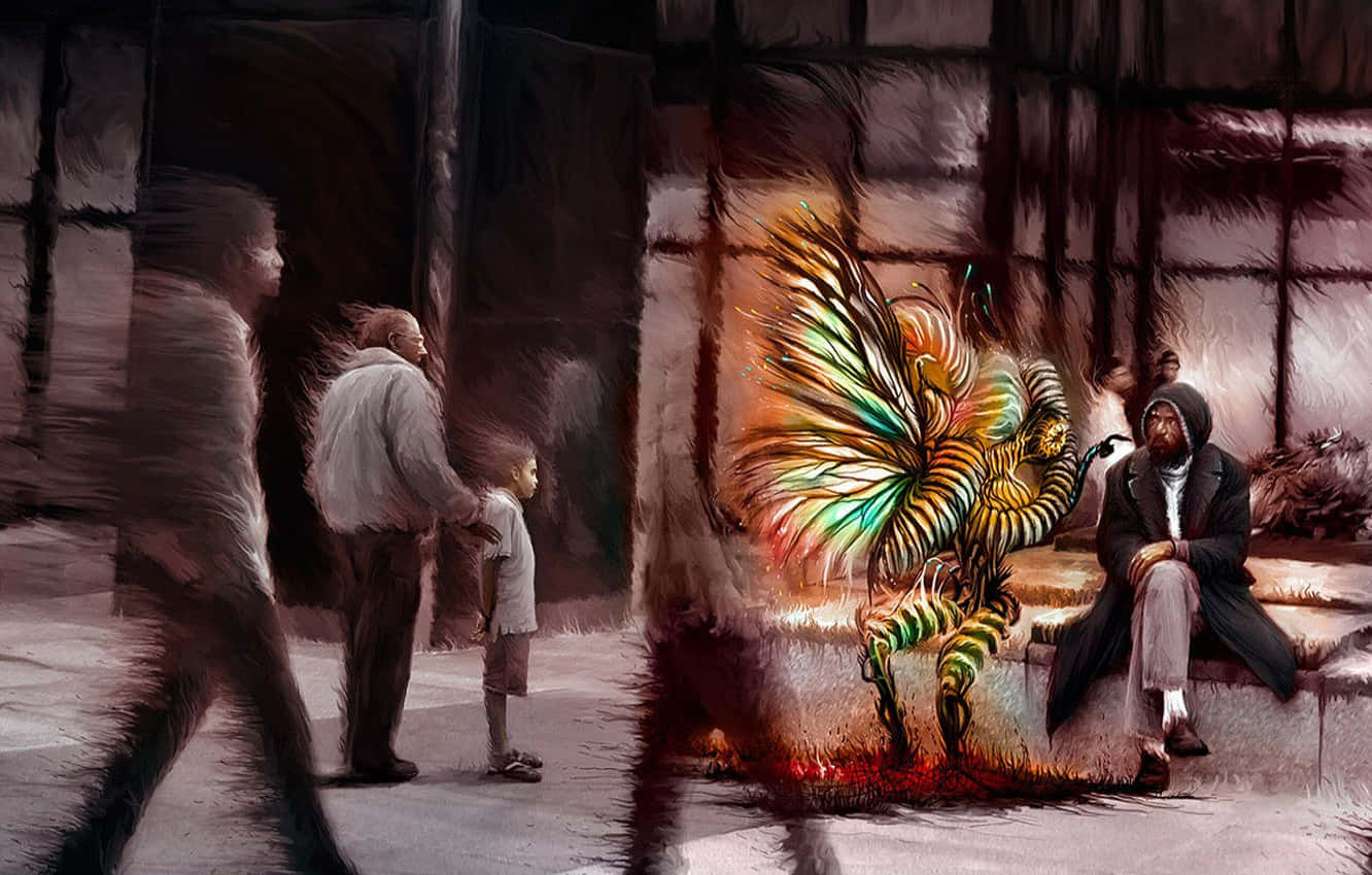 Indifferent Man In A Hoodie Background