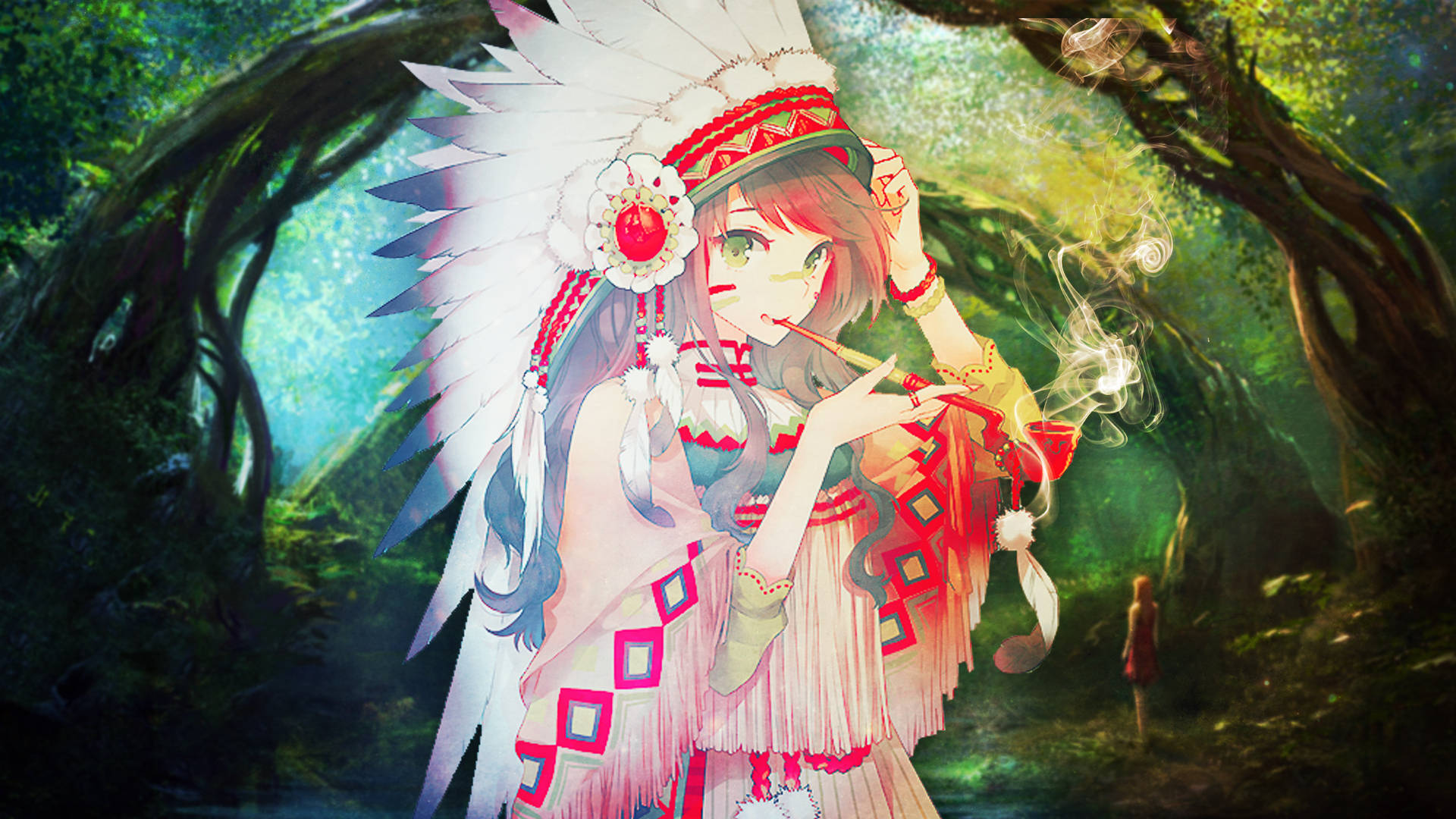 Indigenous Indian Anime Girl Background