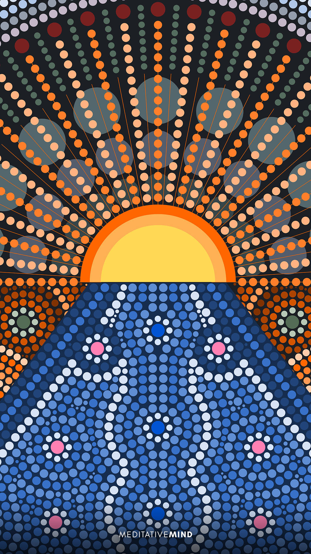 Indigenous Mountain Sunrise Art Background