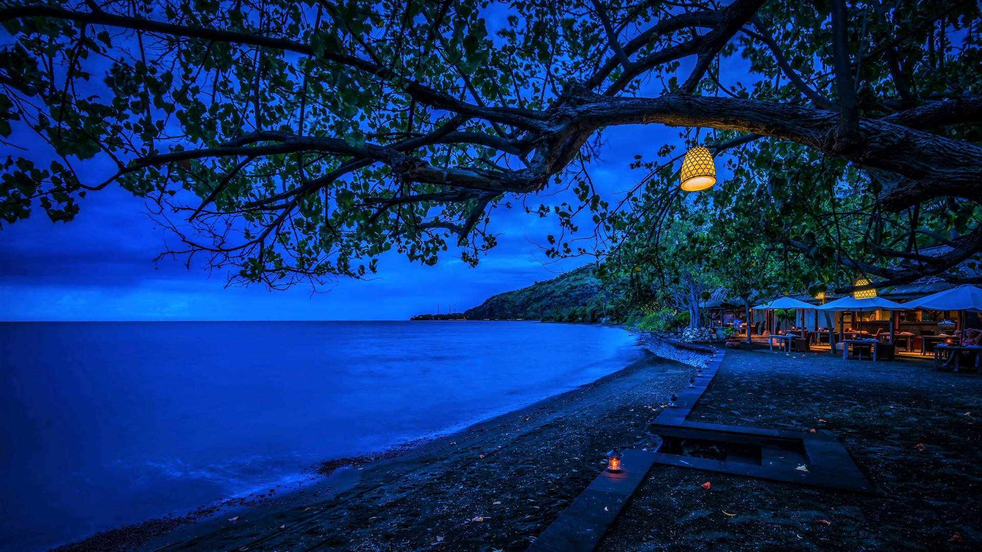 Indonesia Beach Resort Evening Background