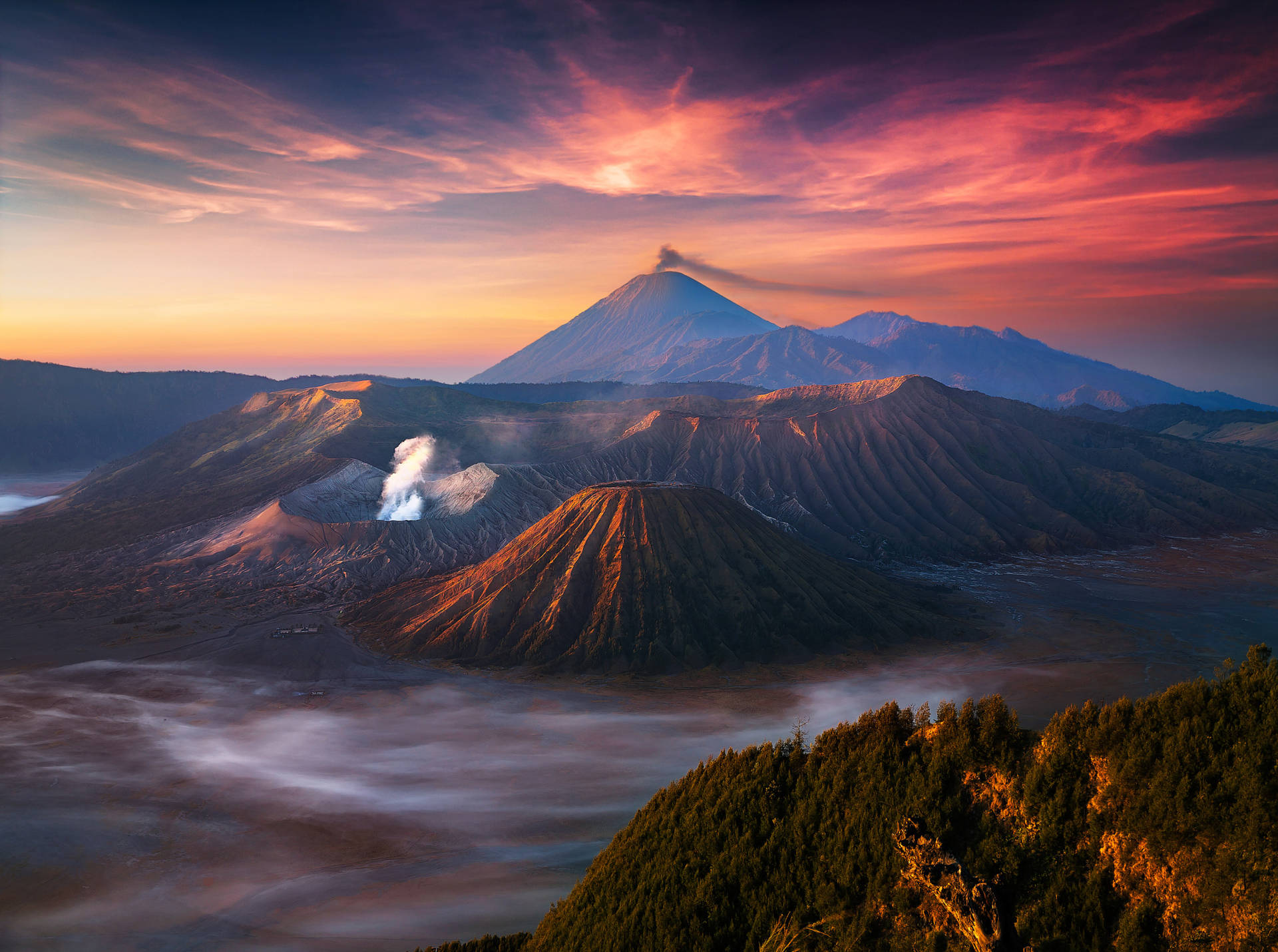 Indonesia Mountain Range Background