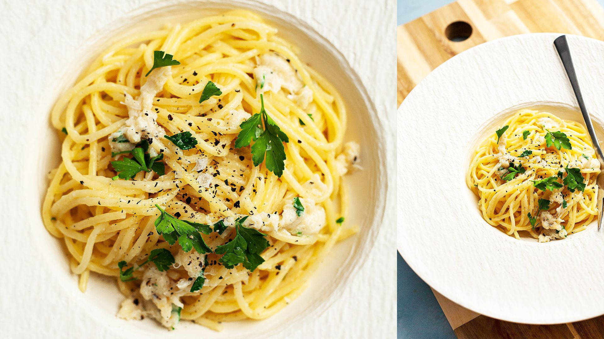 Indulge In Authentic Crab Cacio E Pepe Background