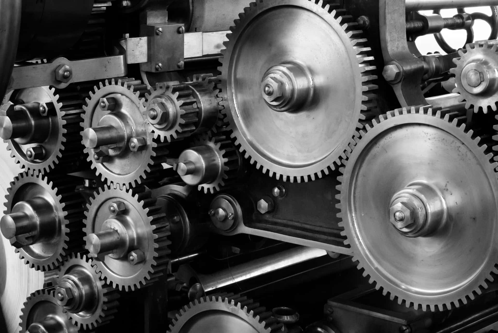 Industrial Gearsand Cogs Blackand White Background