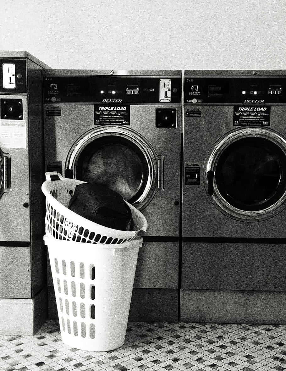 Industrial Laundry Machineswith Basket Background