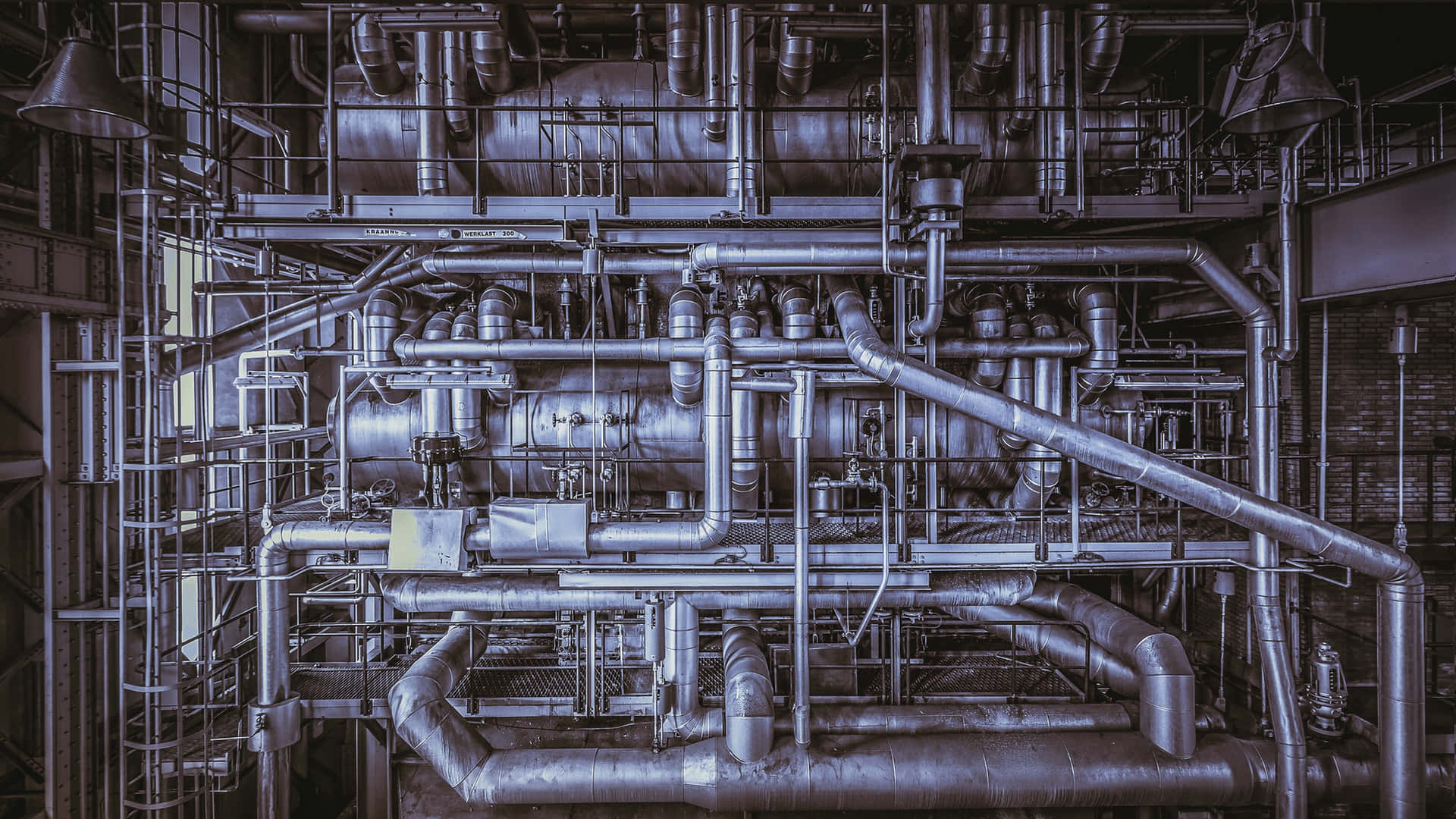 Industrial Metal Pipes Plumbing System Background