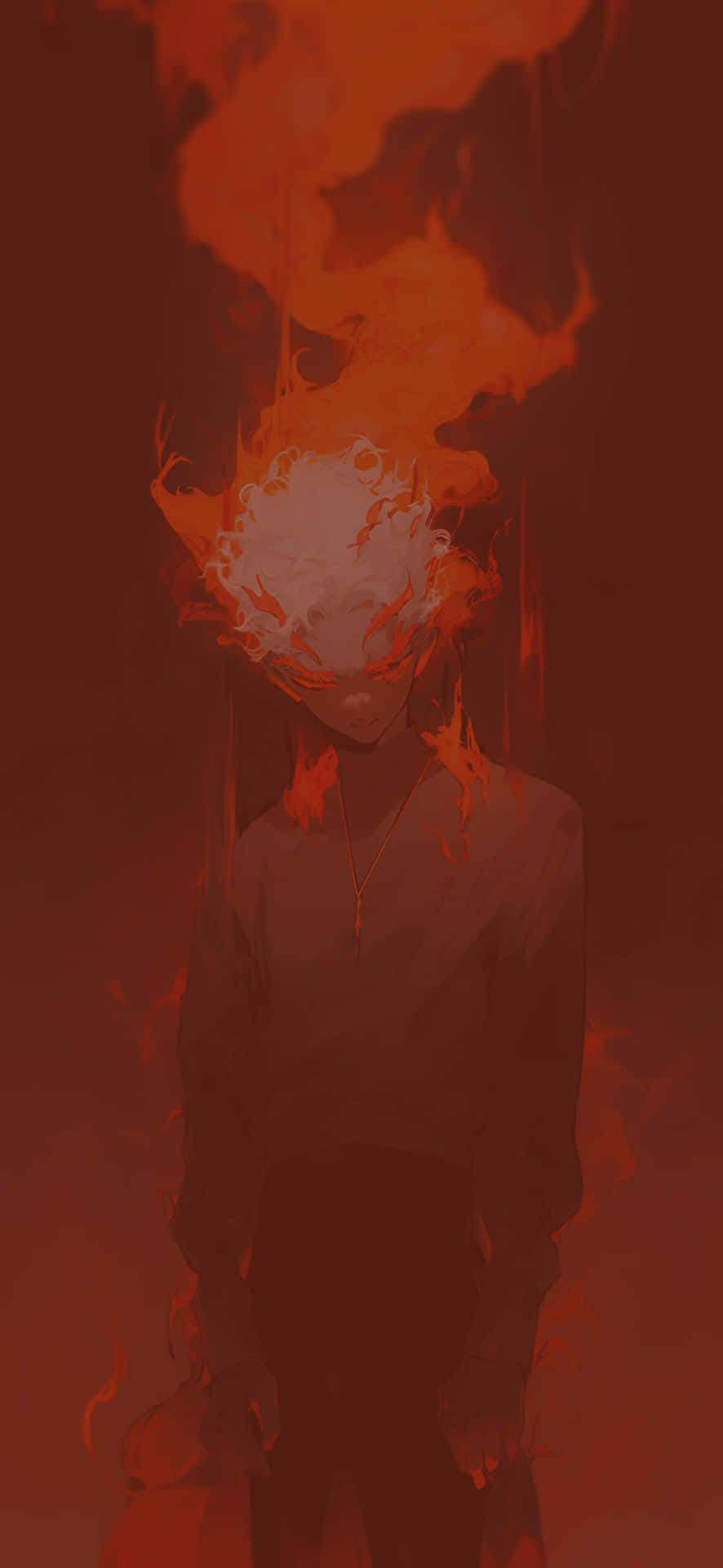 Infernal_ Visage_ Flame_ Shrouded Background