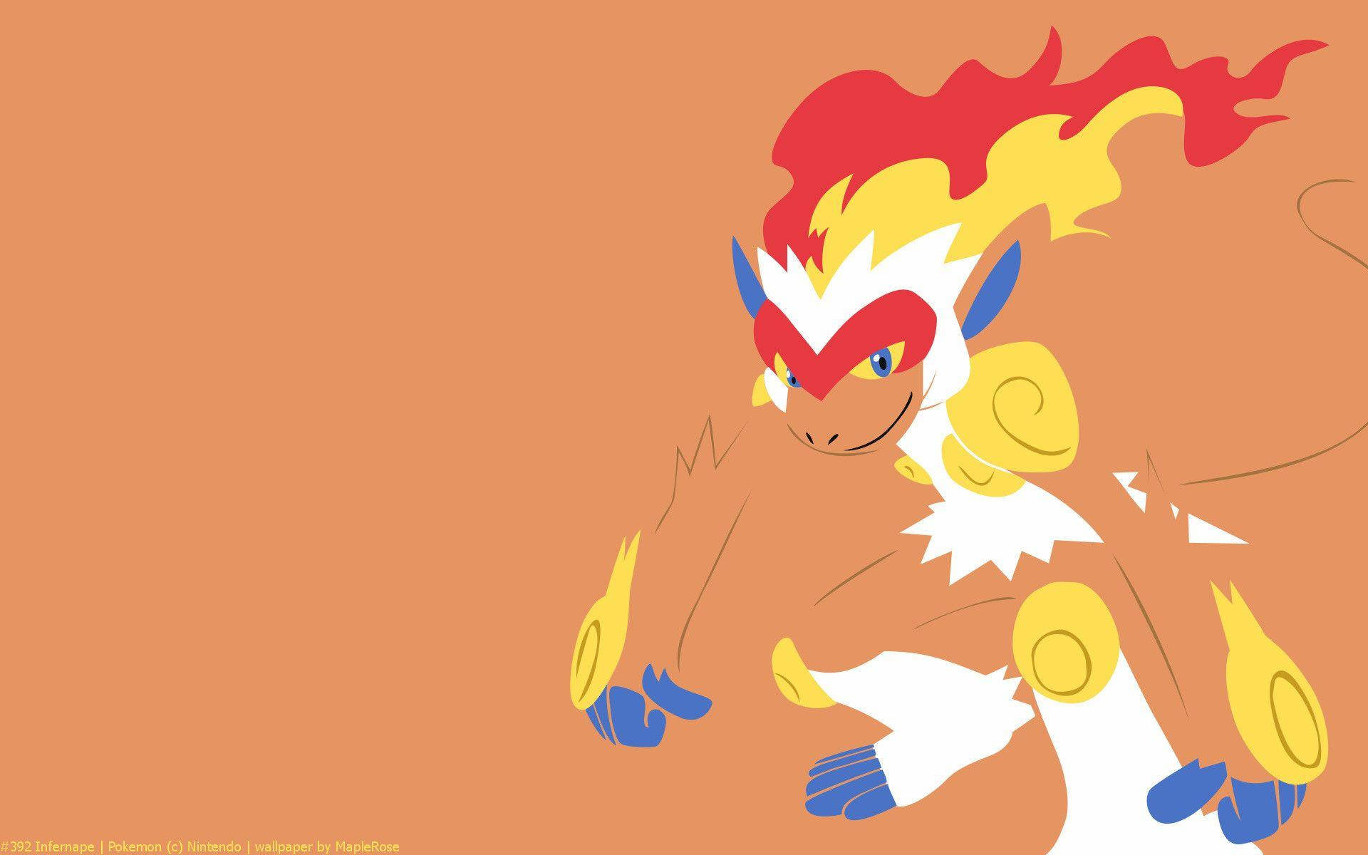 Infernape On Light Orange Background