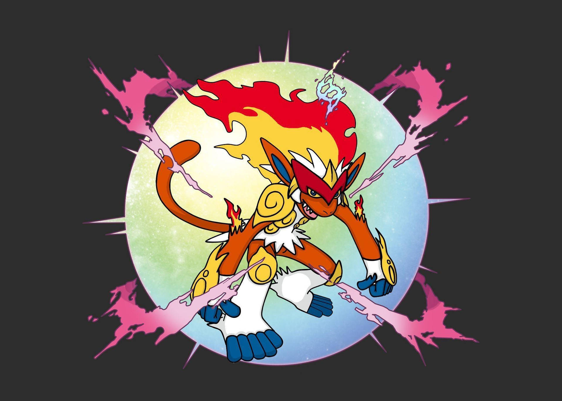 Infernape Purple Flames Background