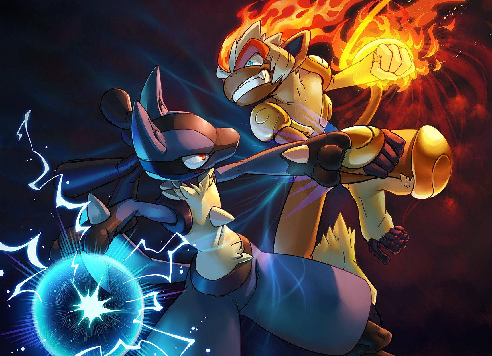 Infernape Versus Lucario Fan Art