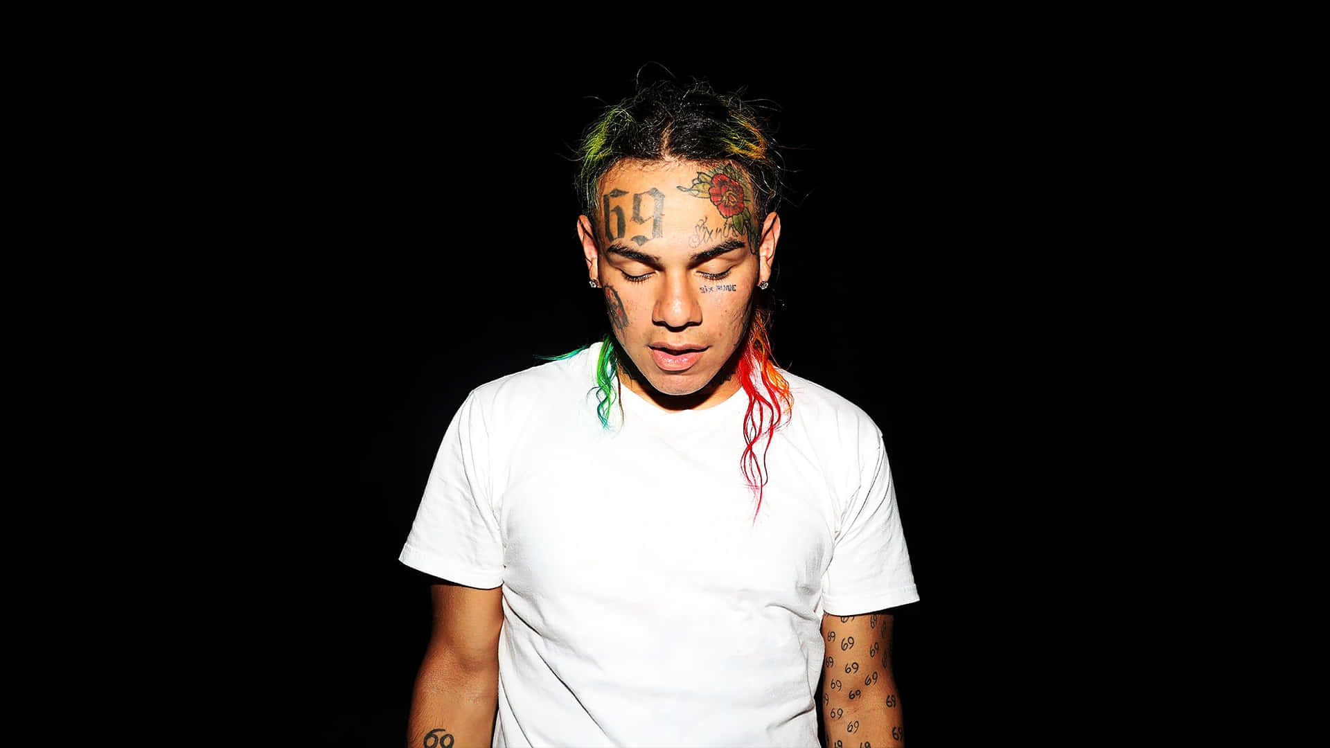 Influential Rapper 6ix9ine In Vibrant Portrait Background