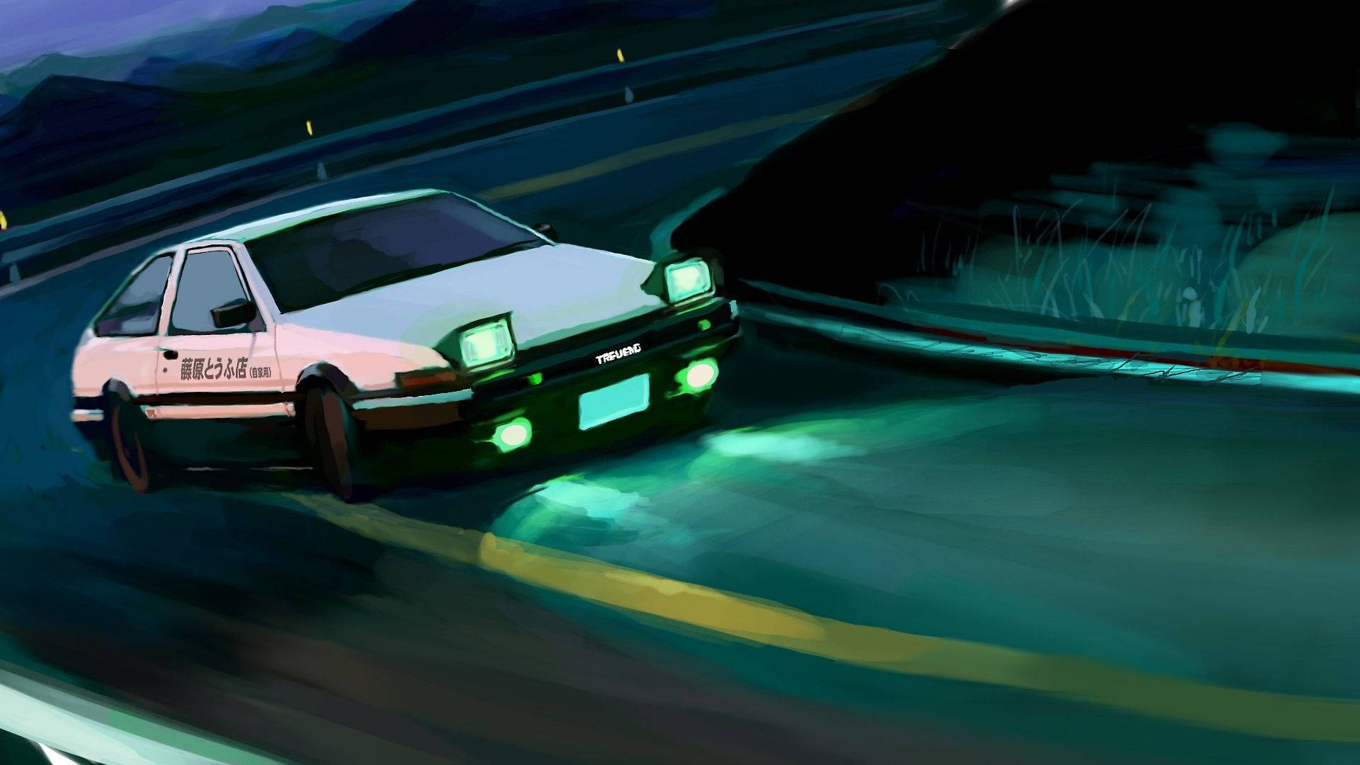 Initial D Japanese Anime Race Car Background