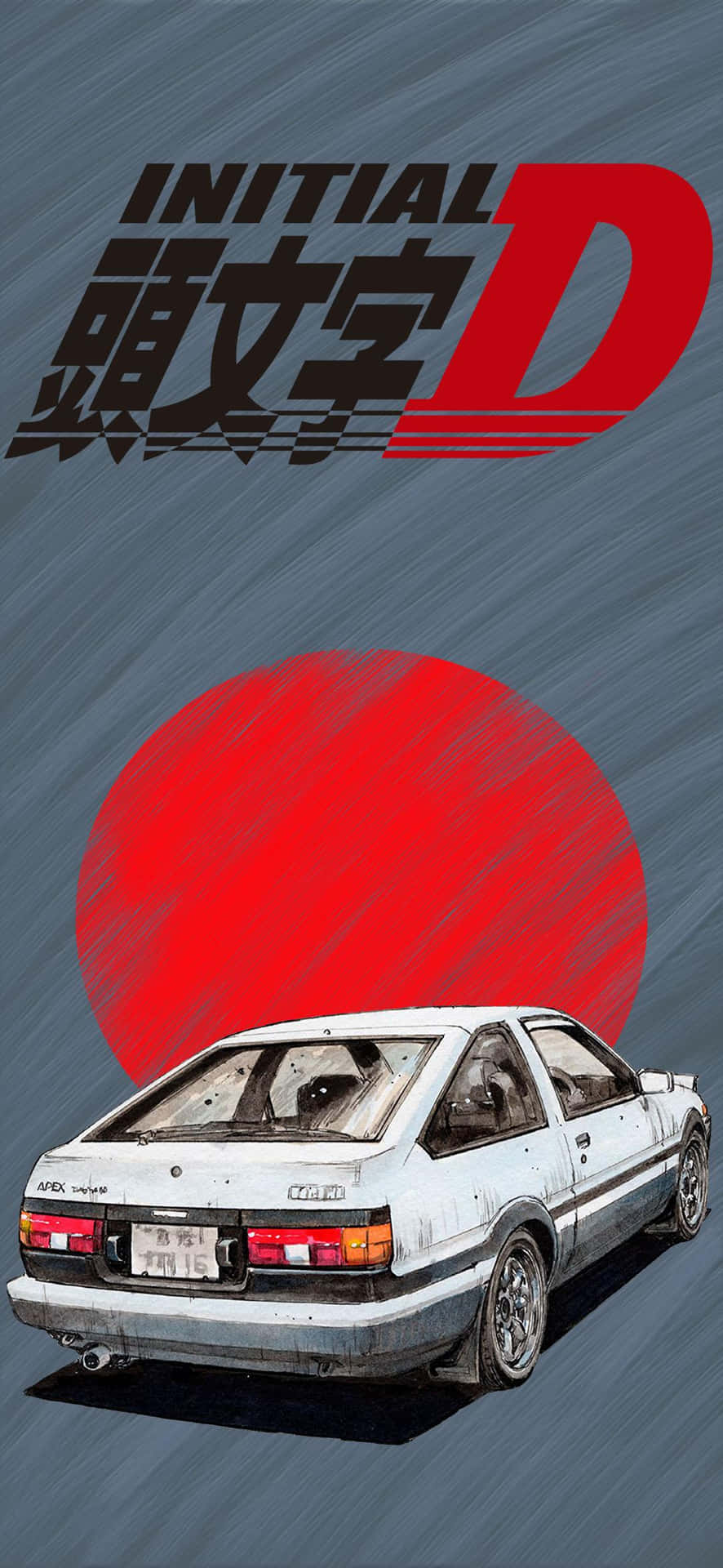 Initial D Phone Car And Red Sun Background