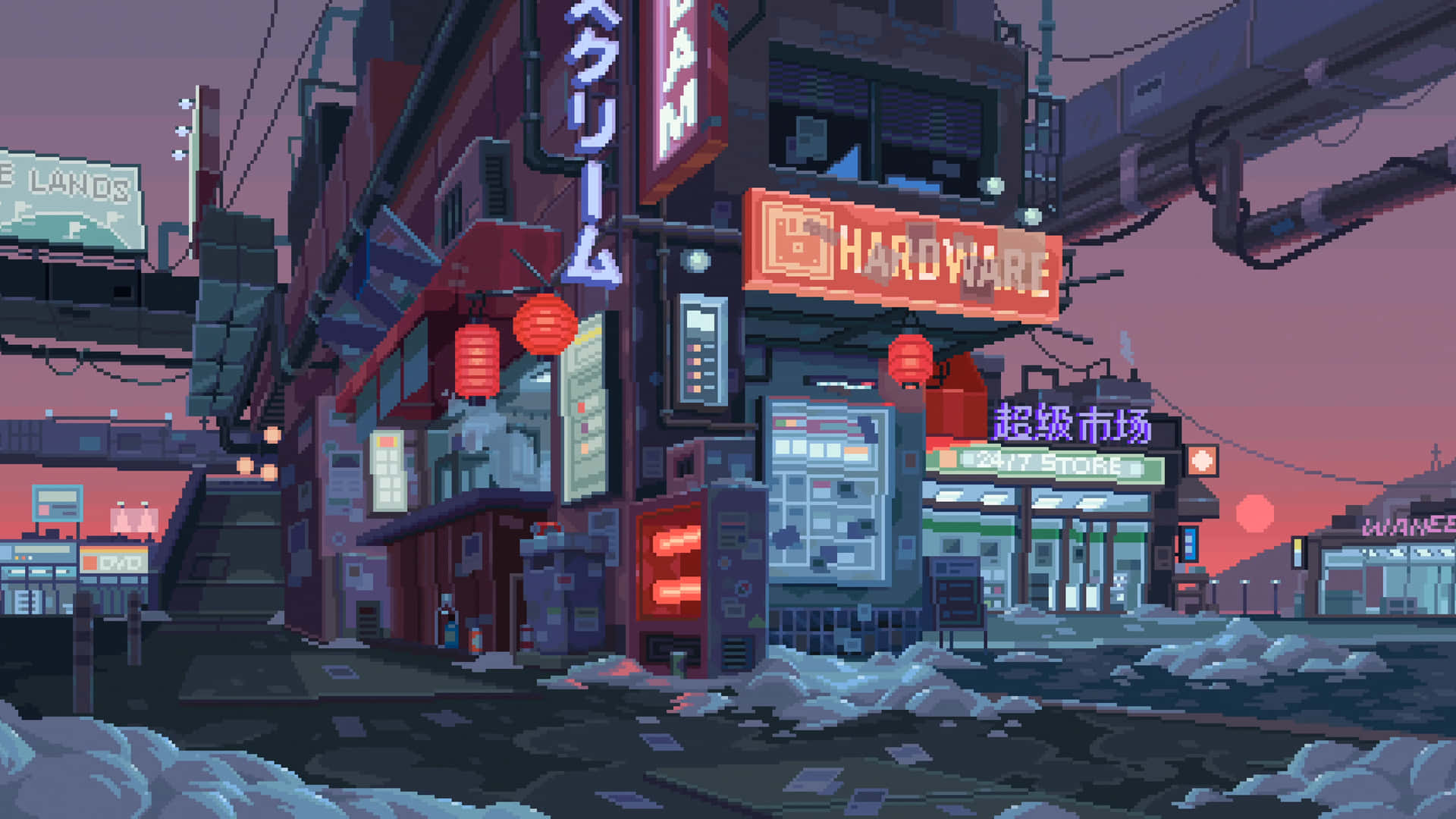 Innovative City Pixel Art Background