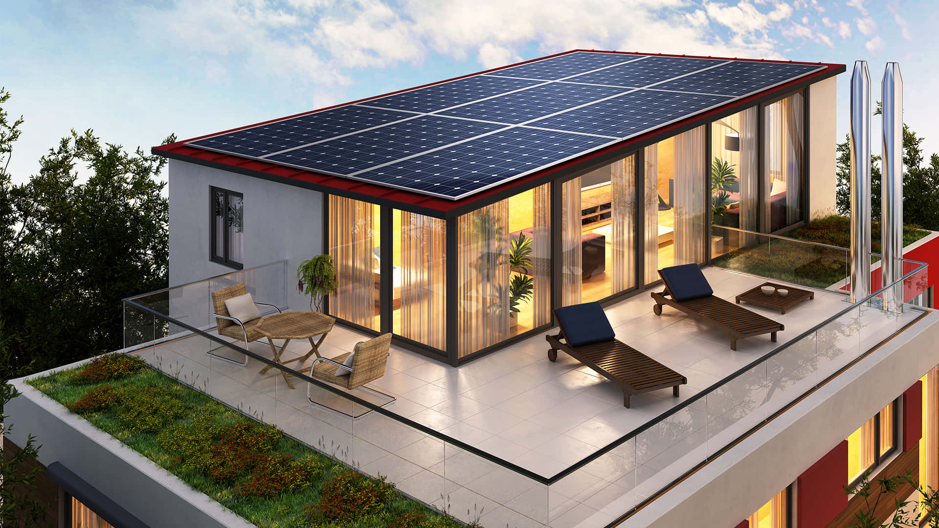 Innovative Residential Solar Panel Rooftop Systems Background