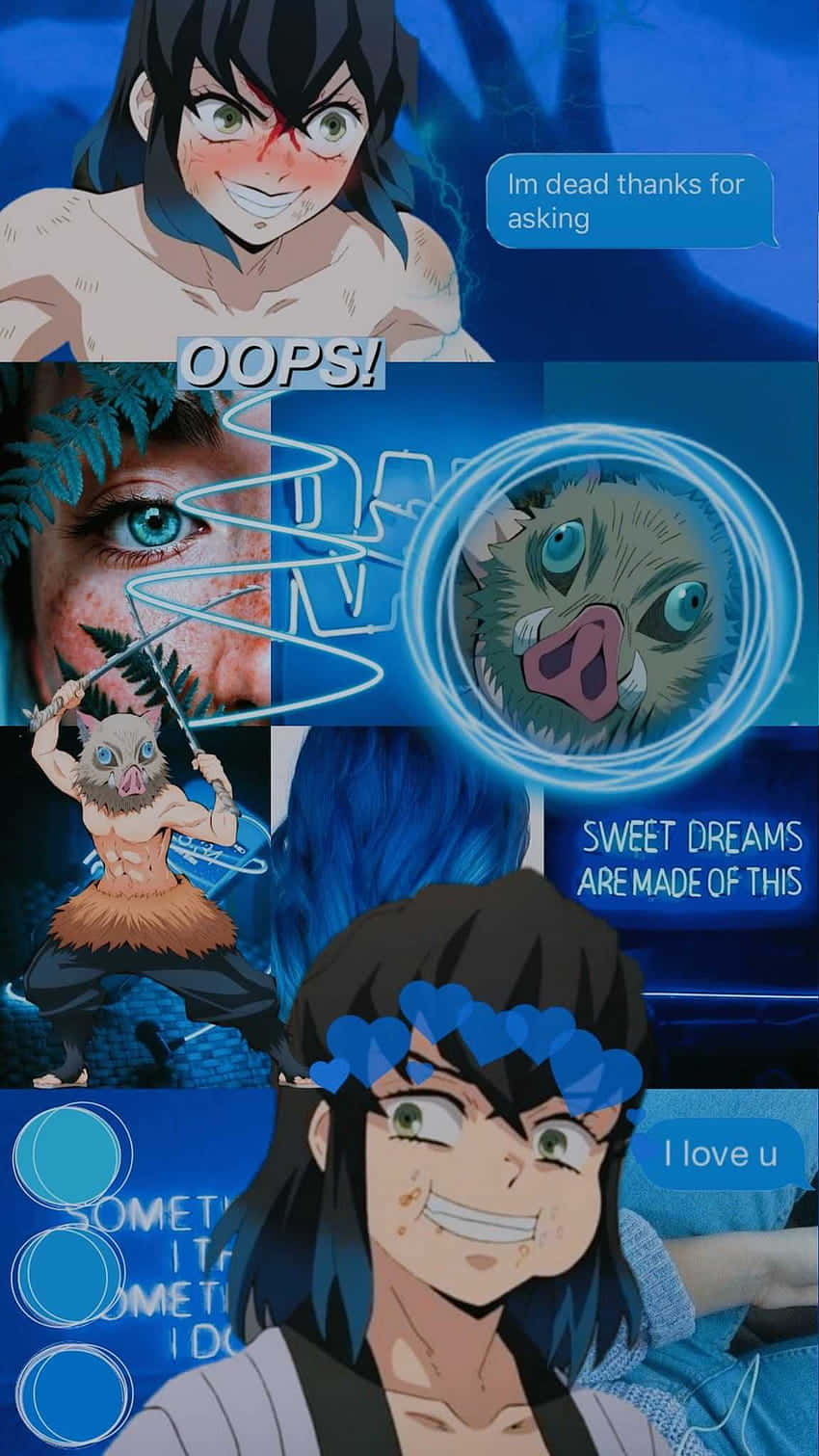 Inosuke Aesthetic Collage Demon Slayer Background