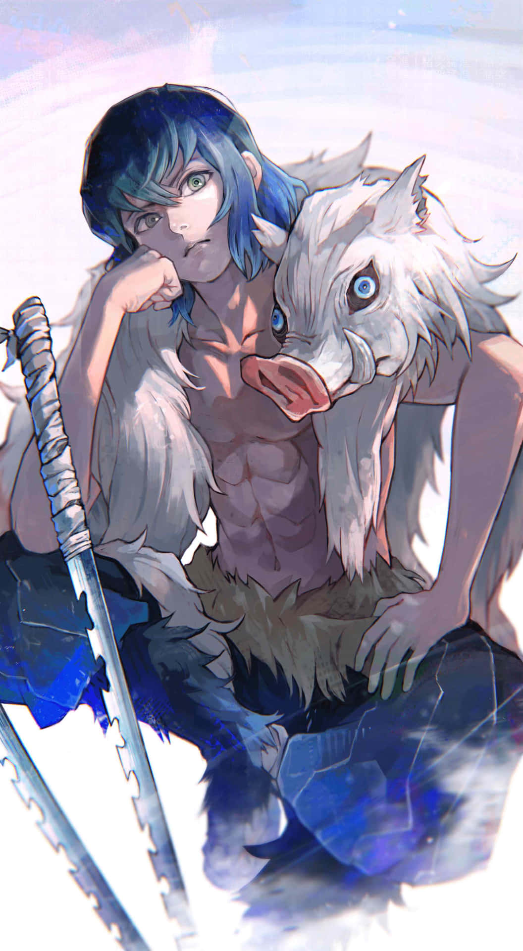 Inosuke Aesthetic Warriorand Boar Background