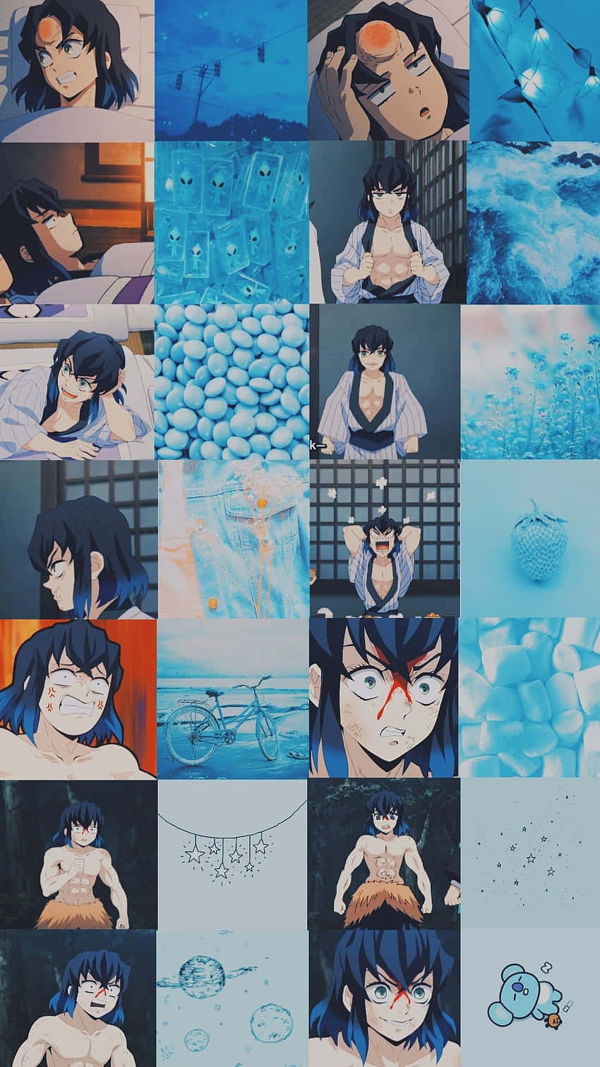 Inosuke Blue Aesthetic Collage Background