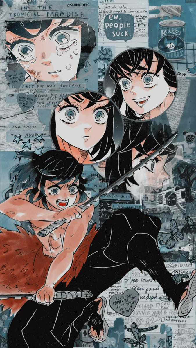 Inosuke Collage Aesthetic Artwork Background